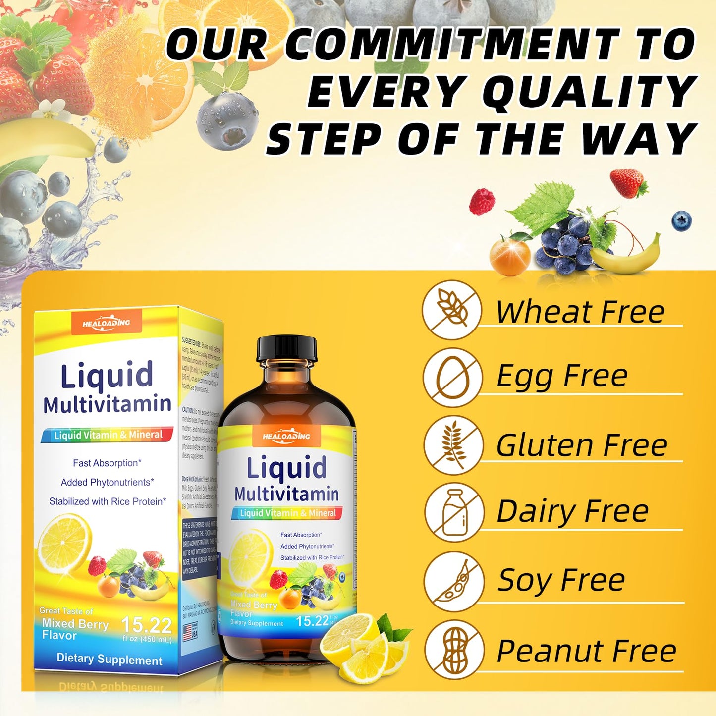 HEALOADING Nutritious Liquid Multivitamin for Women Gummies, 60 Count
