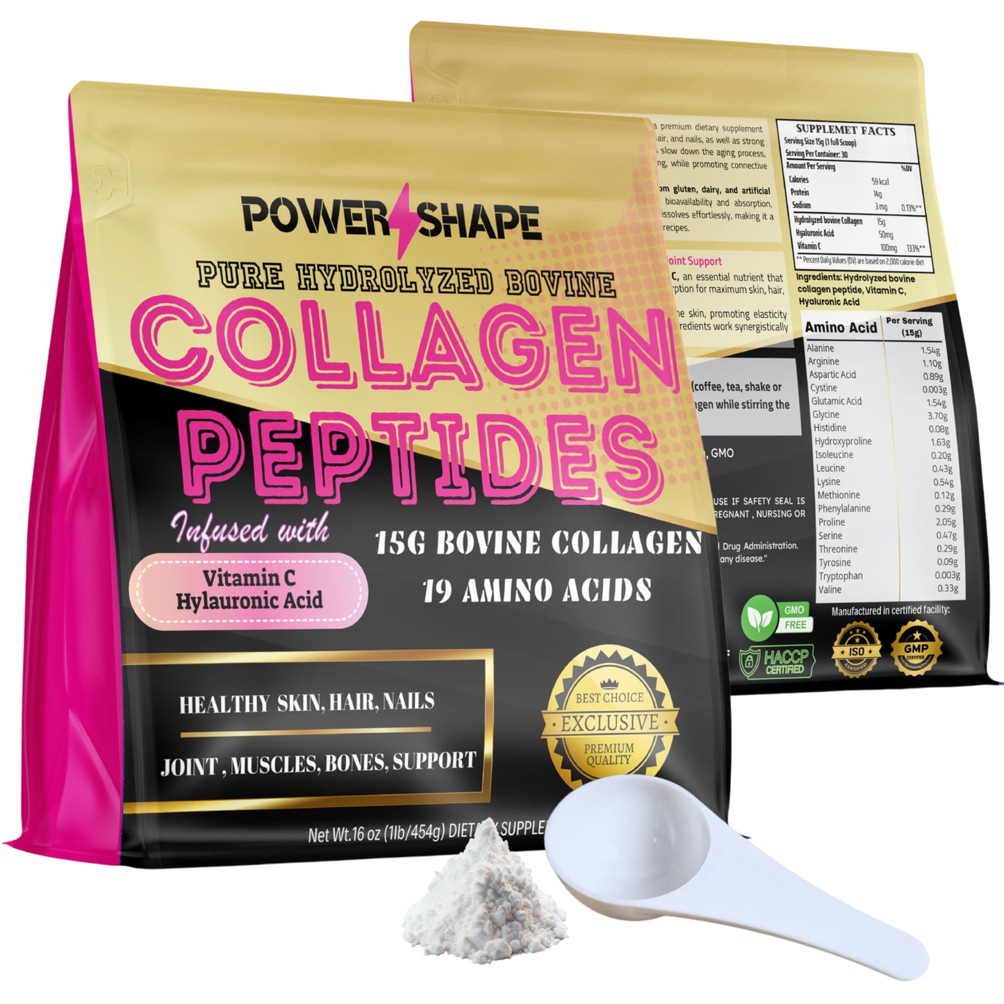 POWER SHAPE Collagen Peptides Powder, 16oz