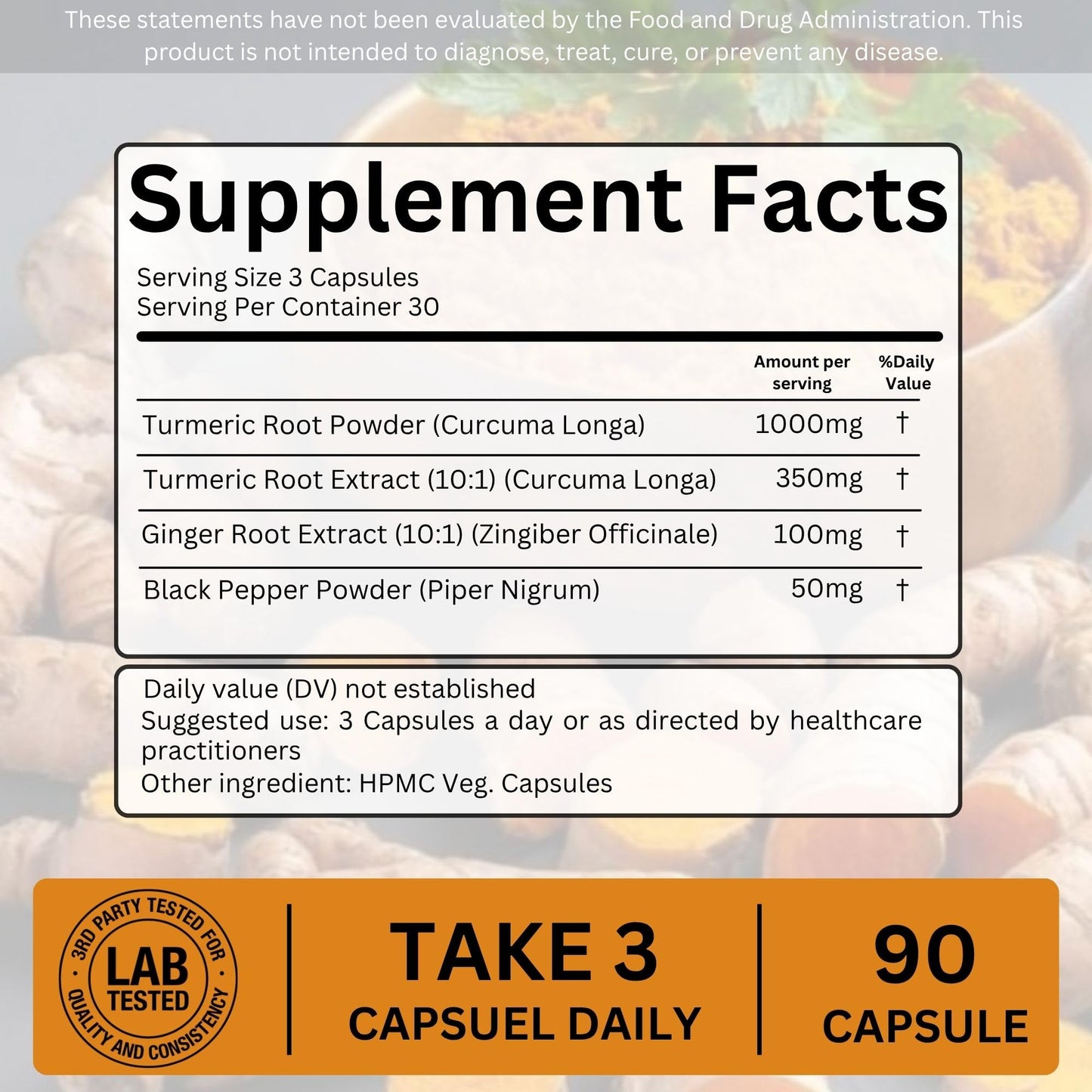 AlturaWise 4 in 1 Organic Turmeric High Strength with Black Pepper and Ginger Active Curcumin 1500mg, Capsules, 90 Count