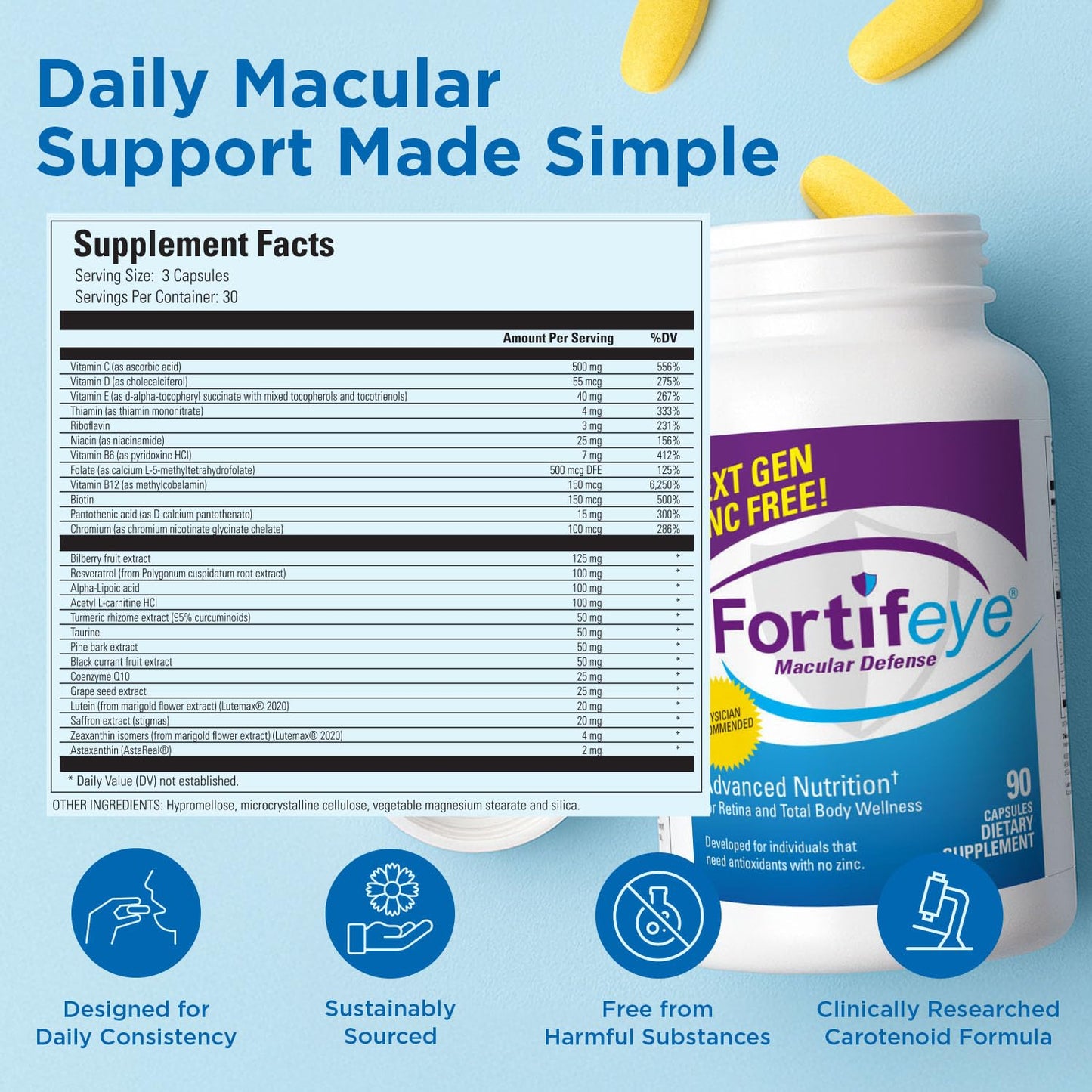 Fortifeye Vitamins Macular Defense Multivitamin Tablet 180 Tablets