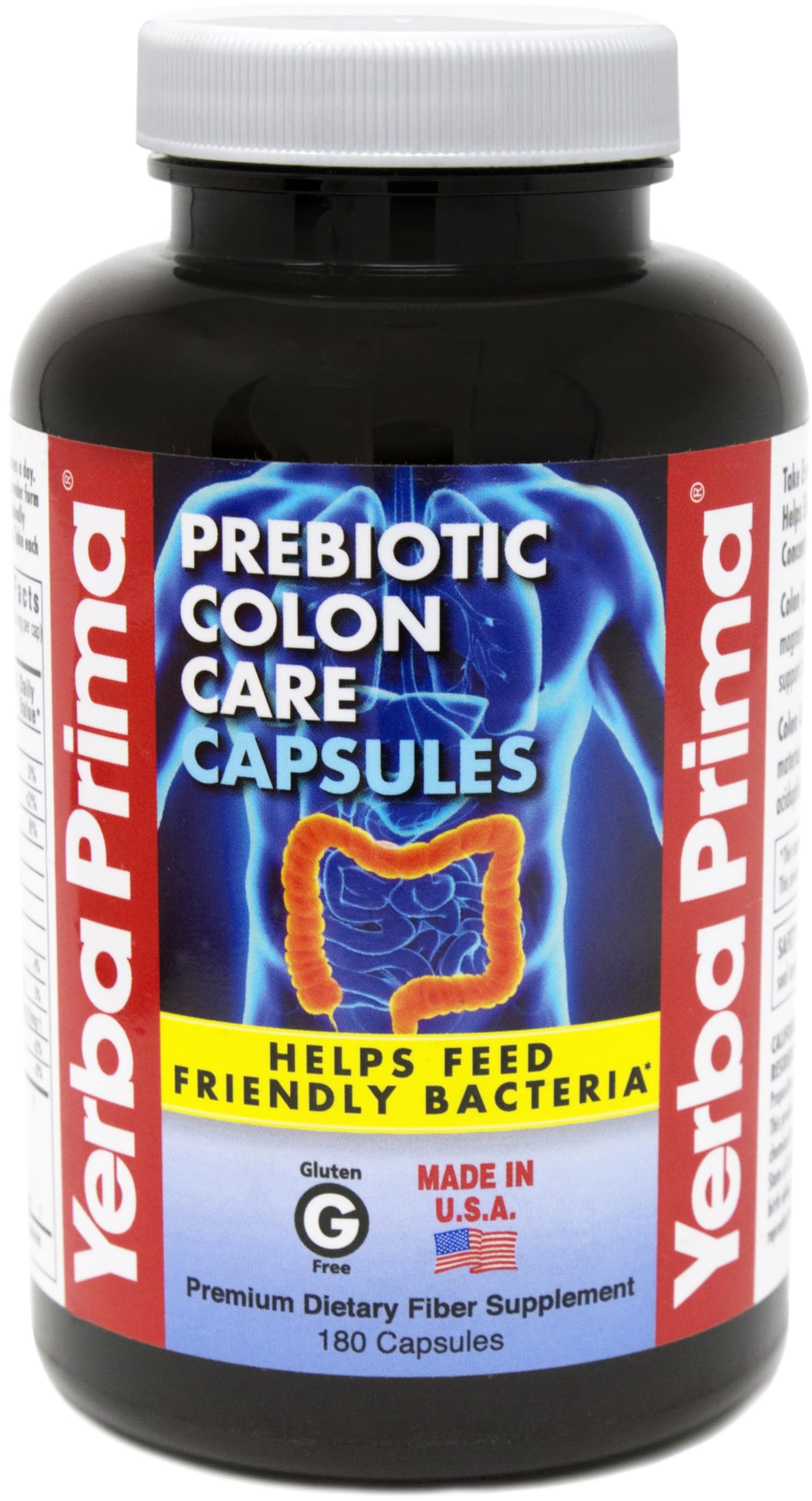 Yerba Prima Prebiotics Colon Care Fiber Capsule, 180 Capsules