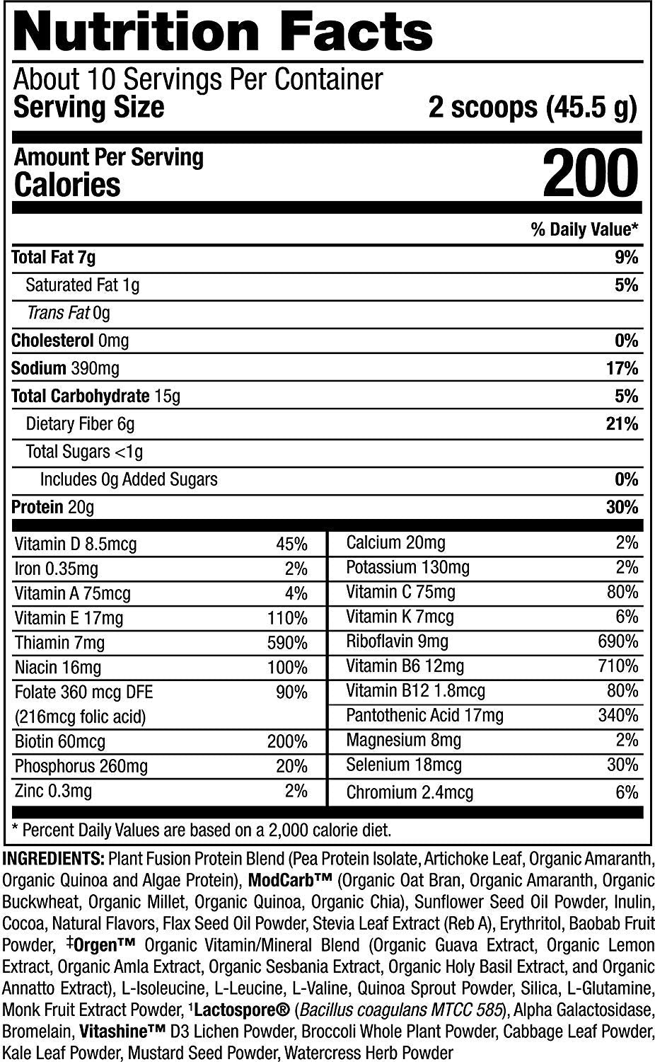 PlantFusion Complete Meal Replacement Shake Powder, Chocolate Caramel, 15.9 oz