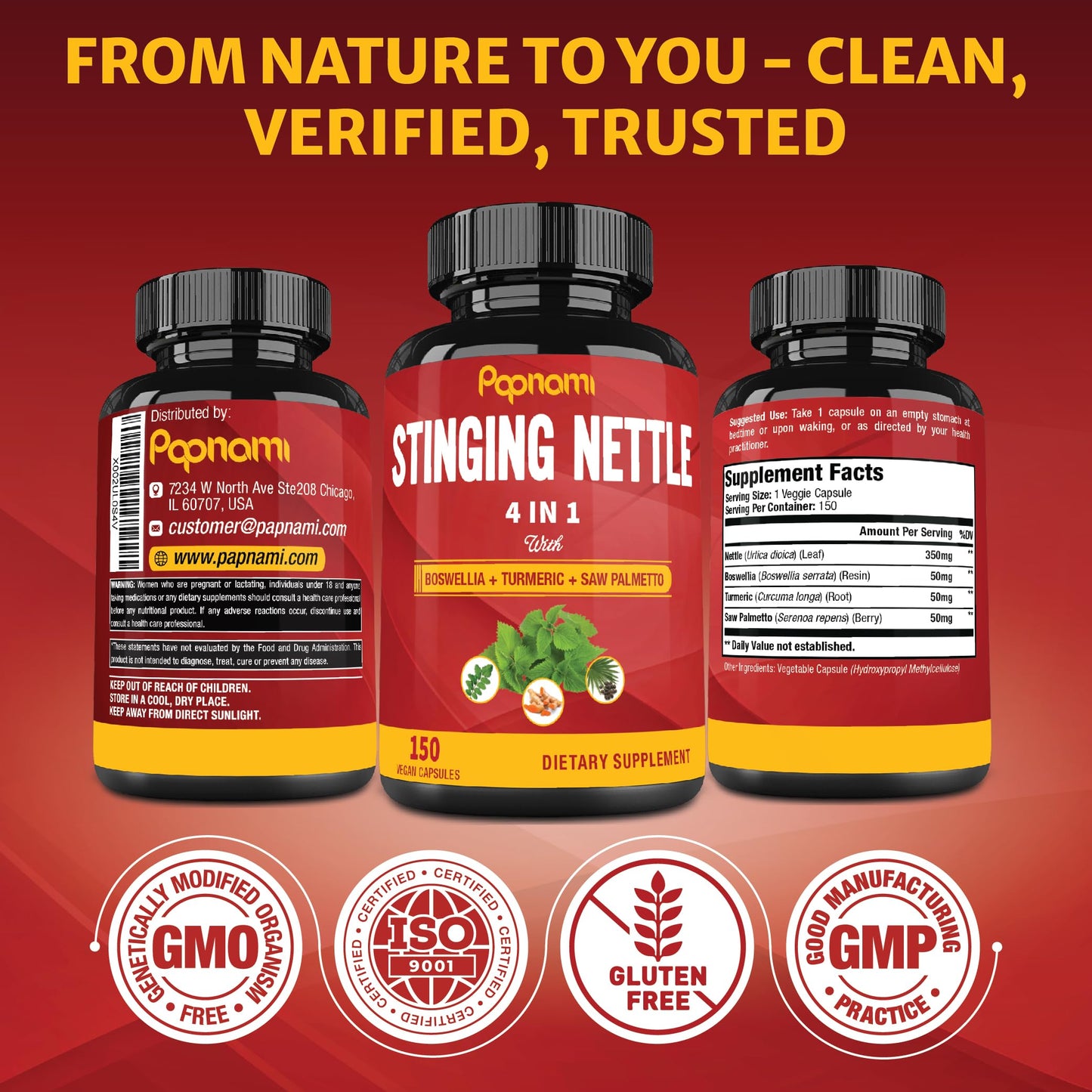 Papnami Stinging Nettle Extract Capsule 150 Count
