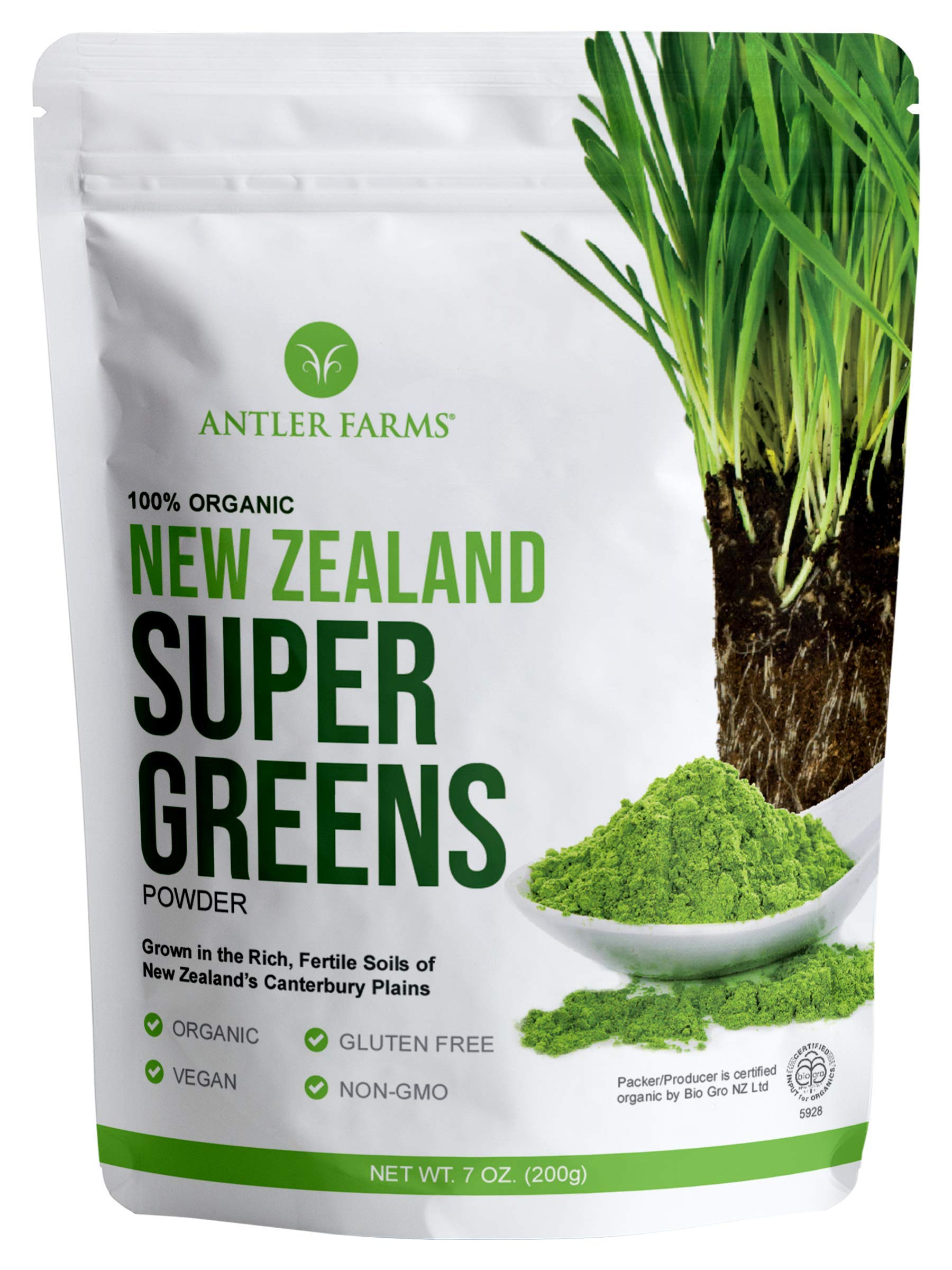Antler Farms Organic New Zealand Super Greens Powder, 7 oz