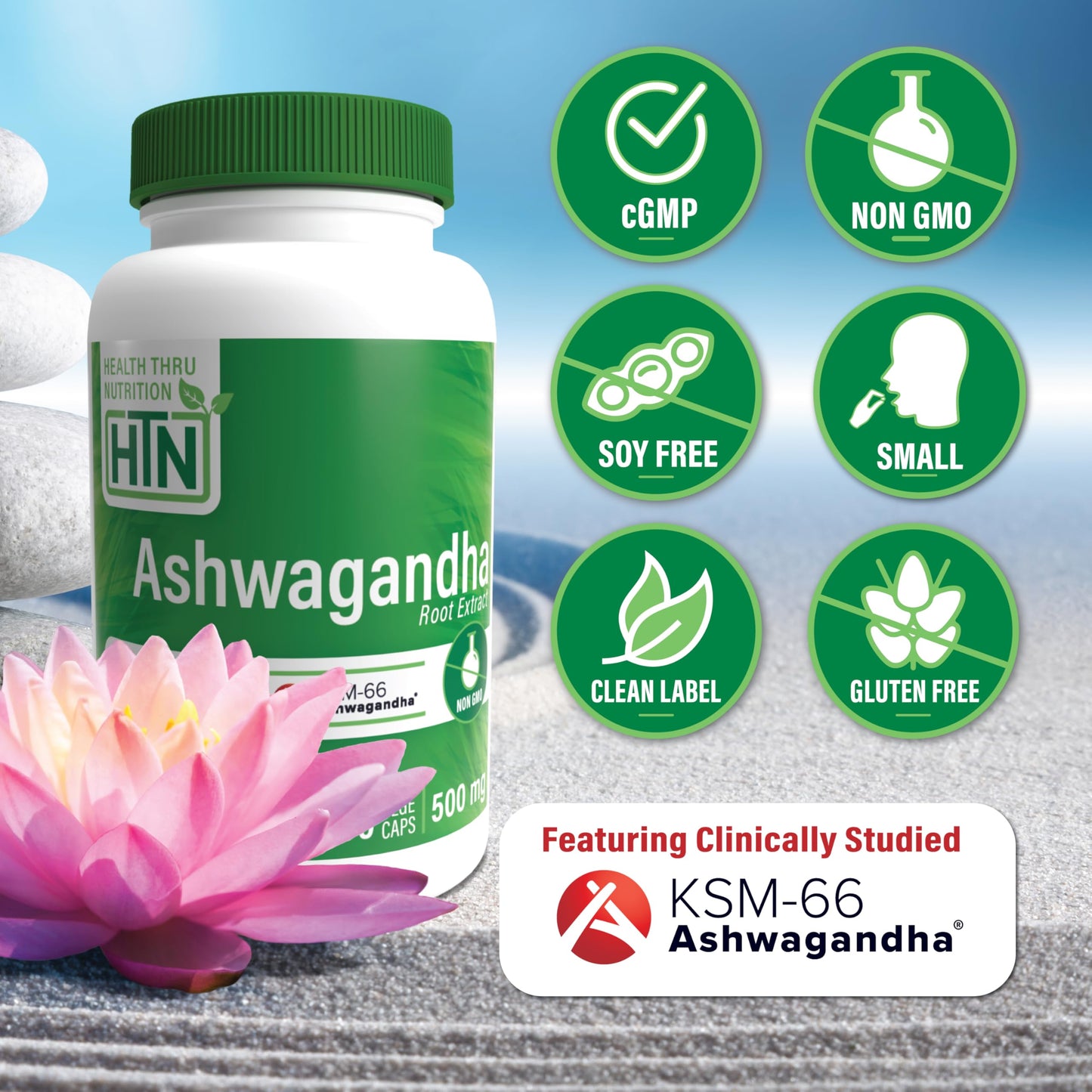 Health Thru Nutrition Ashwagandha 500mg KSM-66 90 Capsules