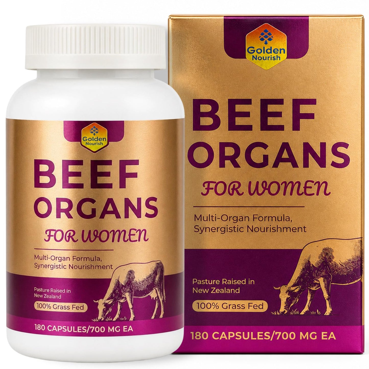 Golden Nourish Primal Beef Grass-Fed Organ Supplement for Women Capsules 180
