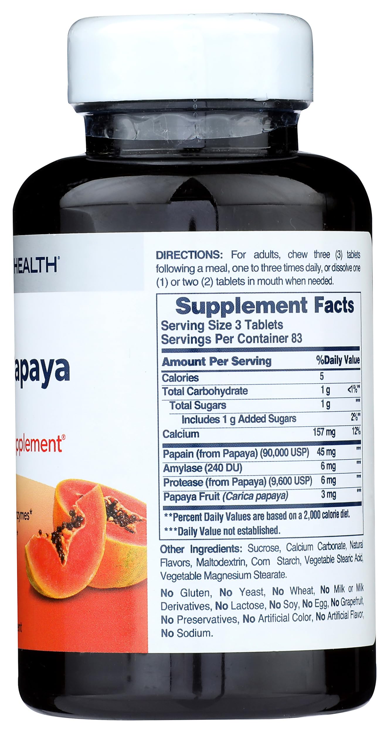 American Health Papaya Enzyme Plus Tablets 250 Count