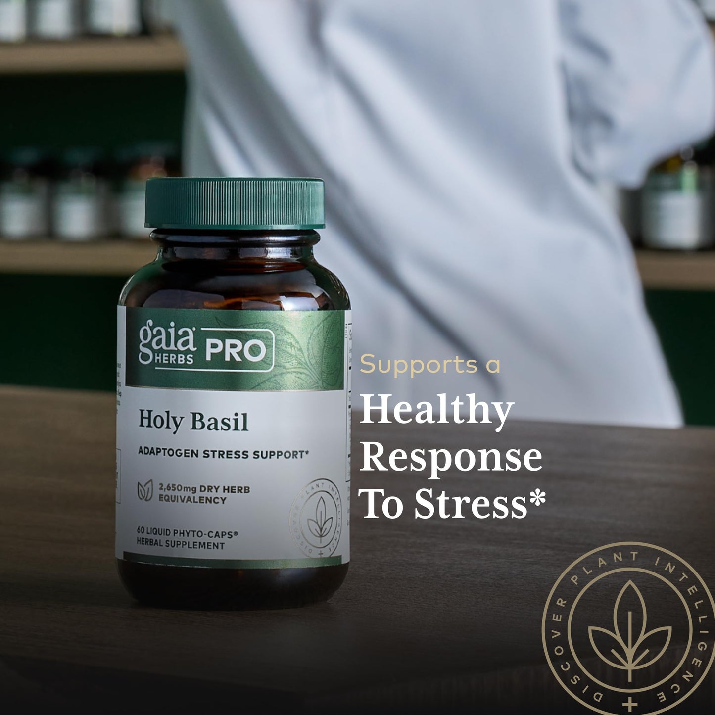Gaia Herbs PRO Holy Basil Stress Support Capsule, 60 Count
