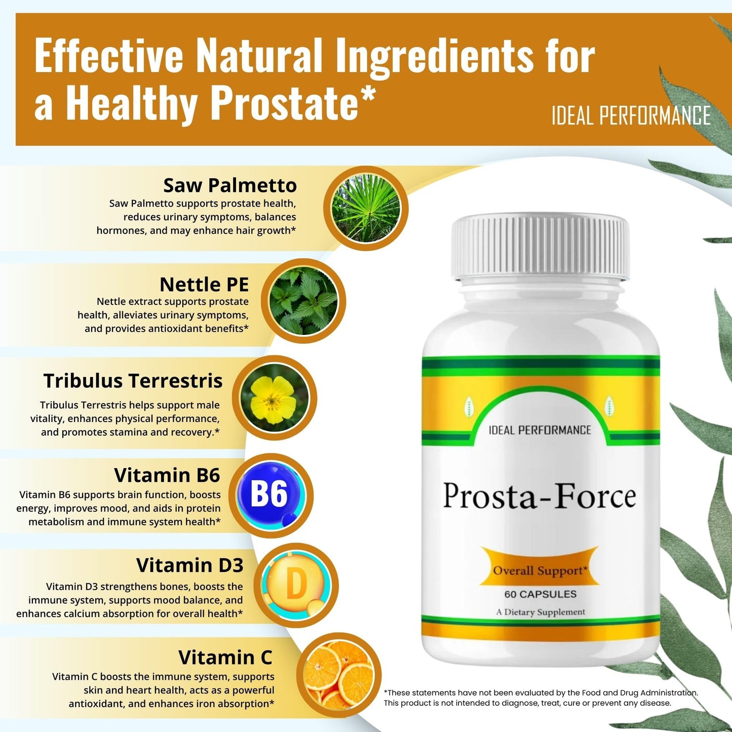 Ideal Performance ProstaForce Prostate Health Supplement Capsule 180