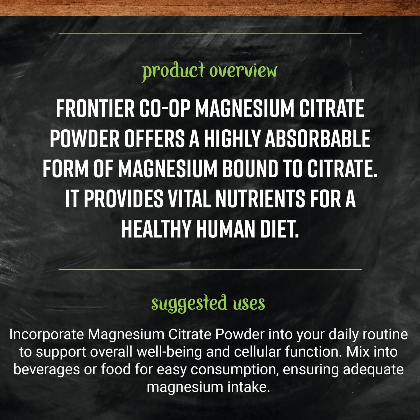 Frontier Co-op Magnesium Citrate Powder, 16 Ounce