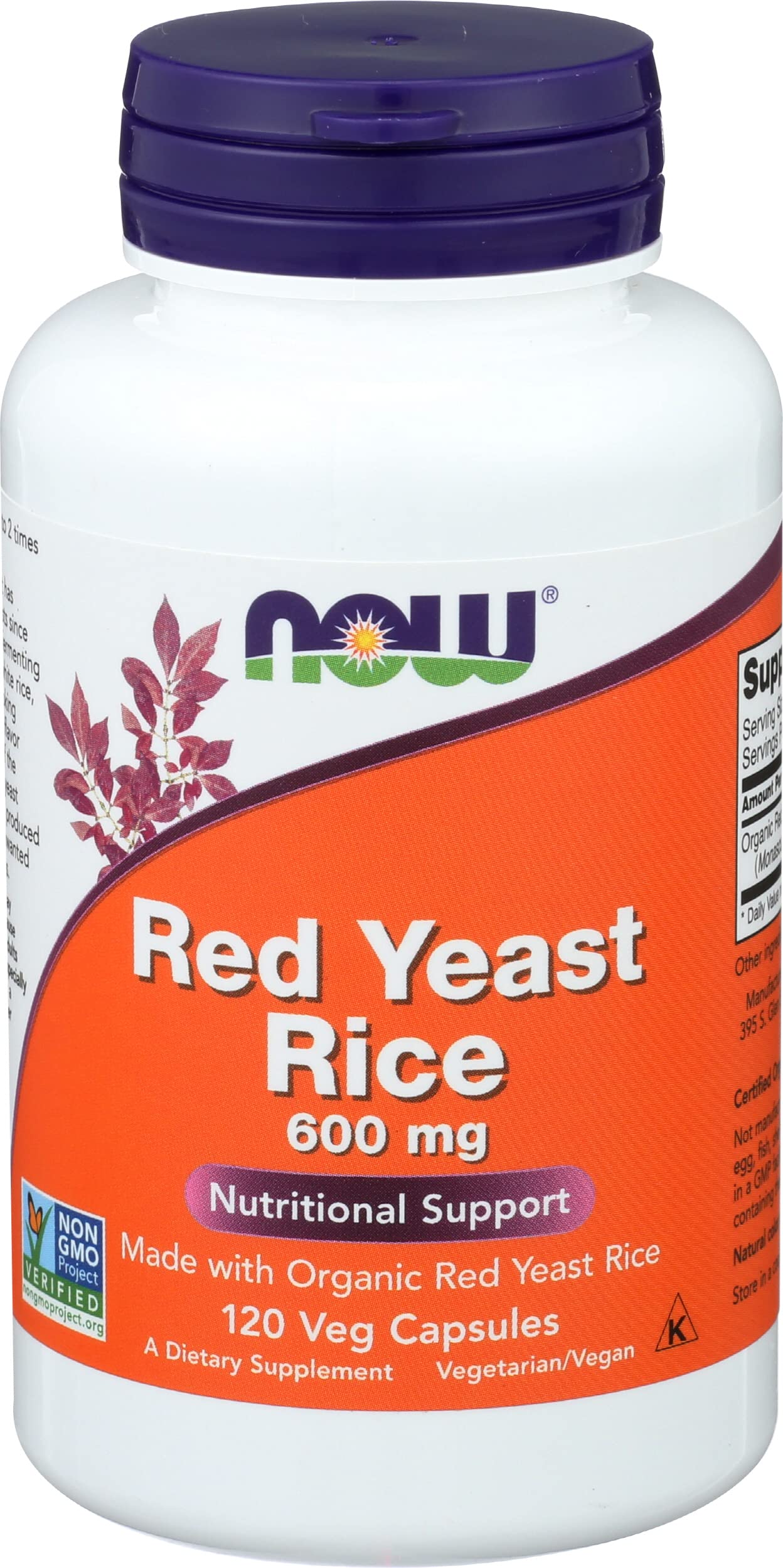 NOW Foods Red Yeast Rice 600mg Capsule, 120 Count