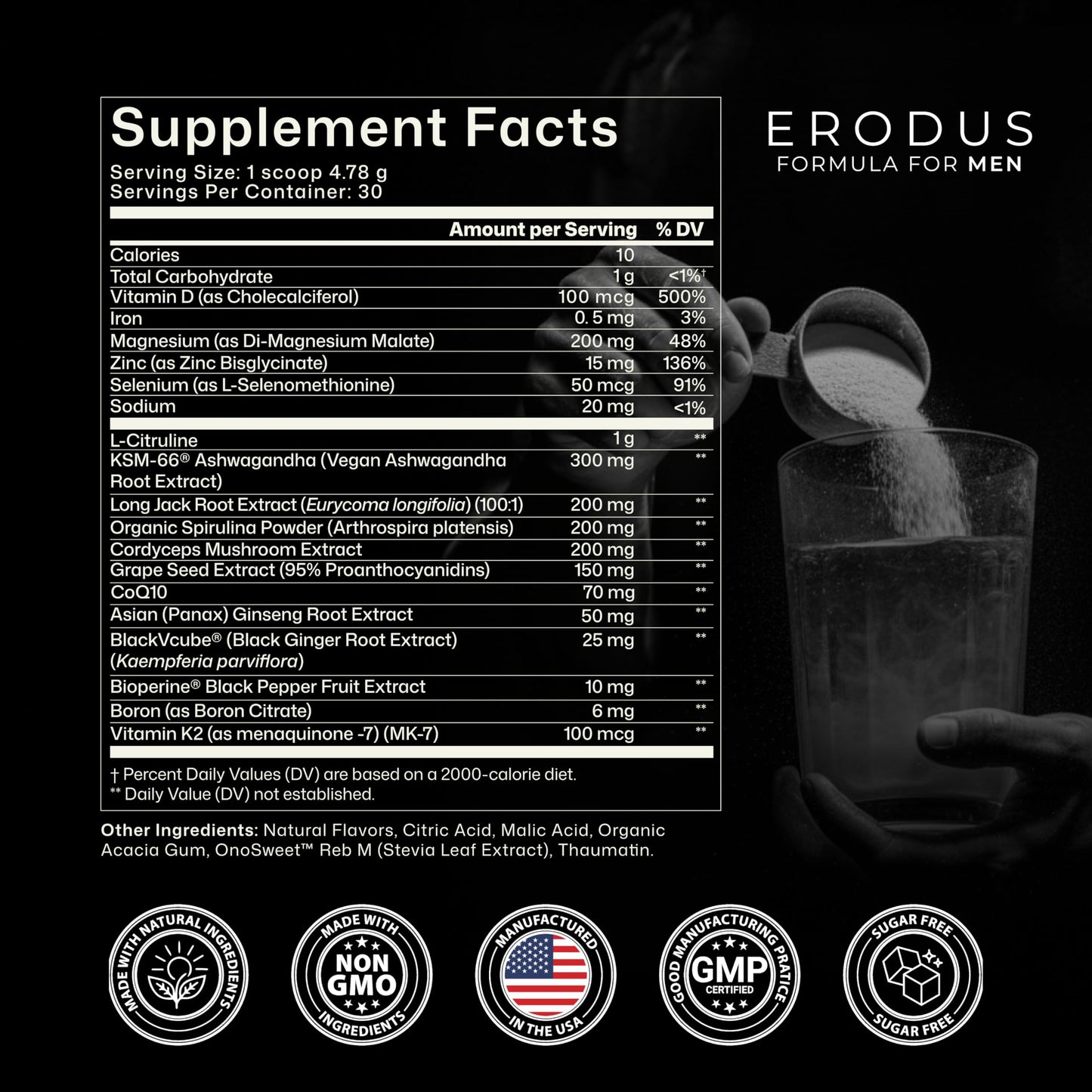 ERODUS Formula for Men Advanced Testosterone Support Powder 5.06 Ounce