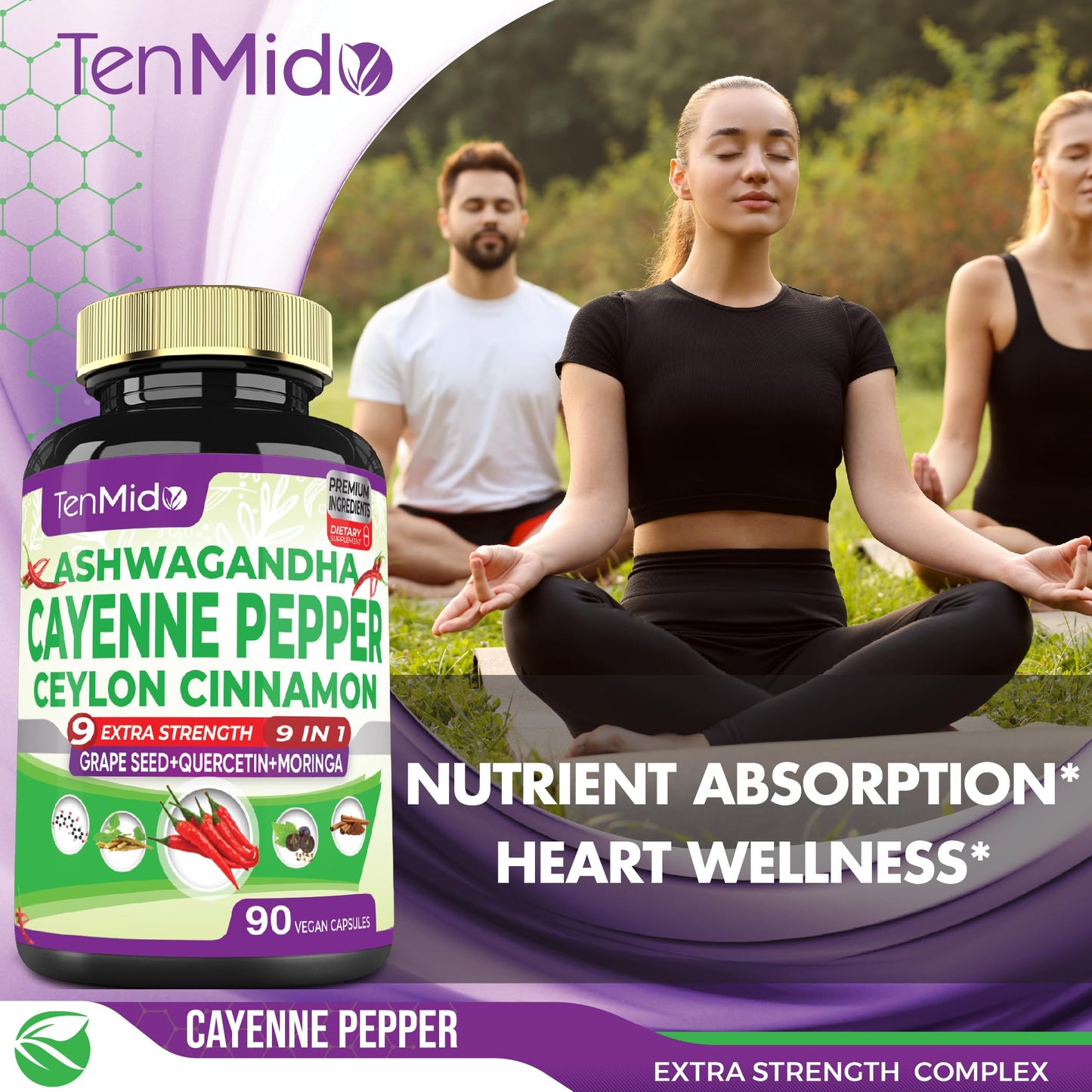 Tenmido Cayenne Pepper Supplements Capsules, 90 Count