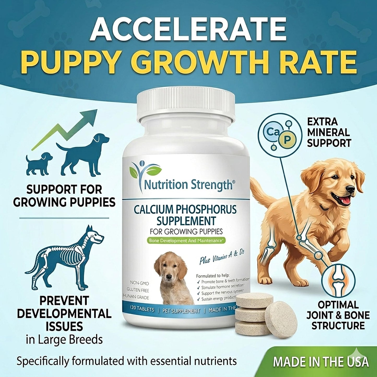 Nutrition Strength Calcium Phosphorus for Dogs 120 Tablets