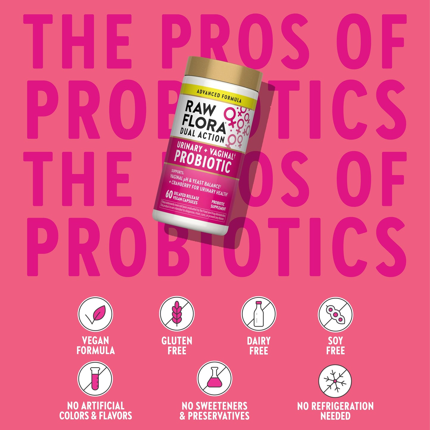 Raw Flora Probiotics for Women Urinary and Vaginal Probiotic Capsules 60 Count