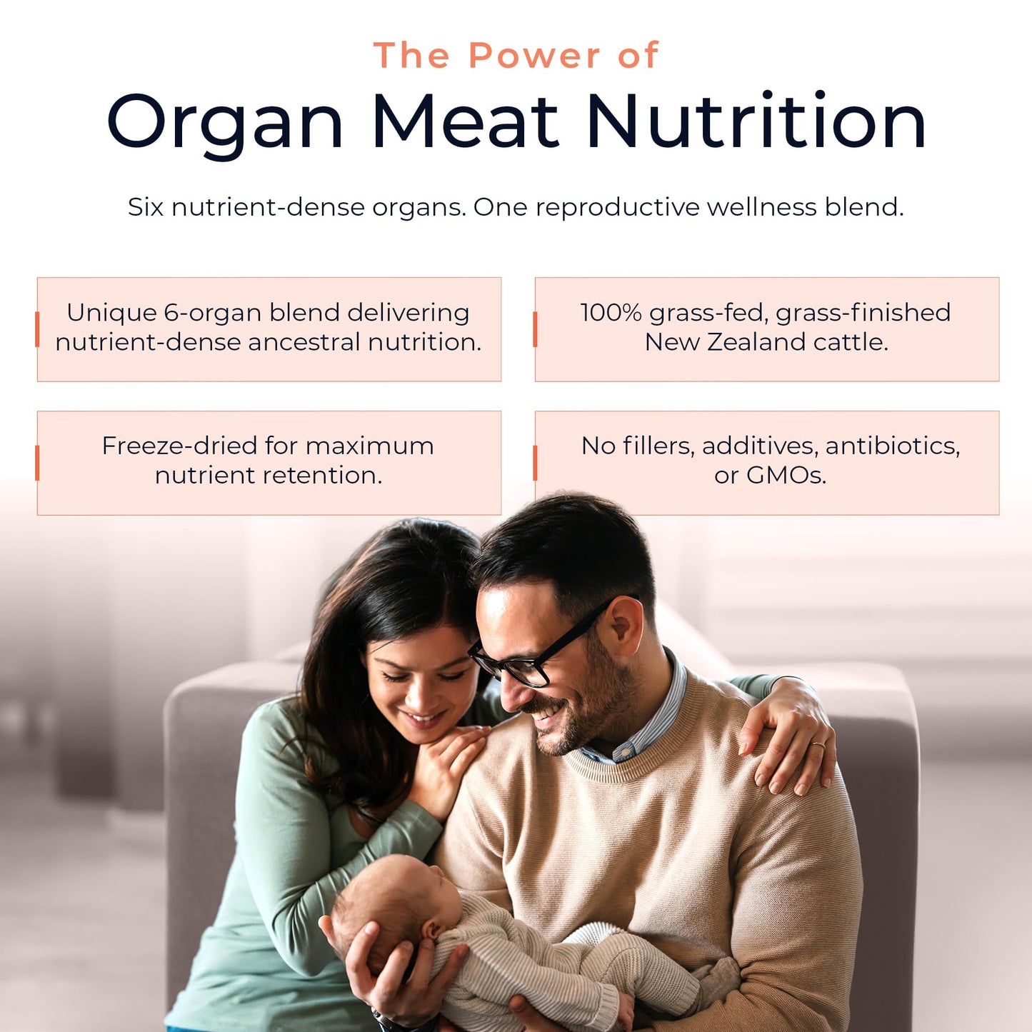 Molecular Fertility Beef Organ Complex - Pasture-Raised, Grass Fed Beef Liver, Brain, Heart, Spleen, Pancreas Blend, Healthy Hormone Balance and Fertility Supplement for Women and Men, 180 Capsules