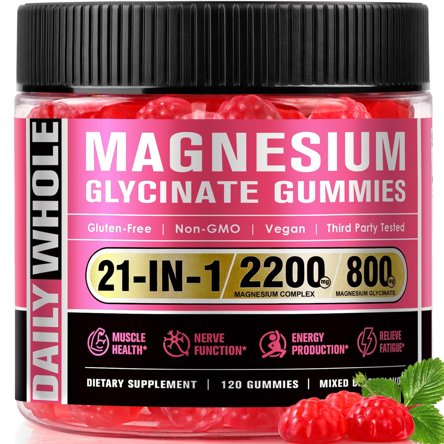 DailyWhole Magnesium Glycinate Gummies 21 in 1, 120 Gummies