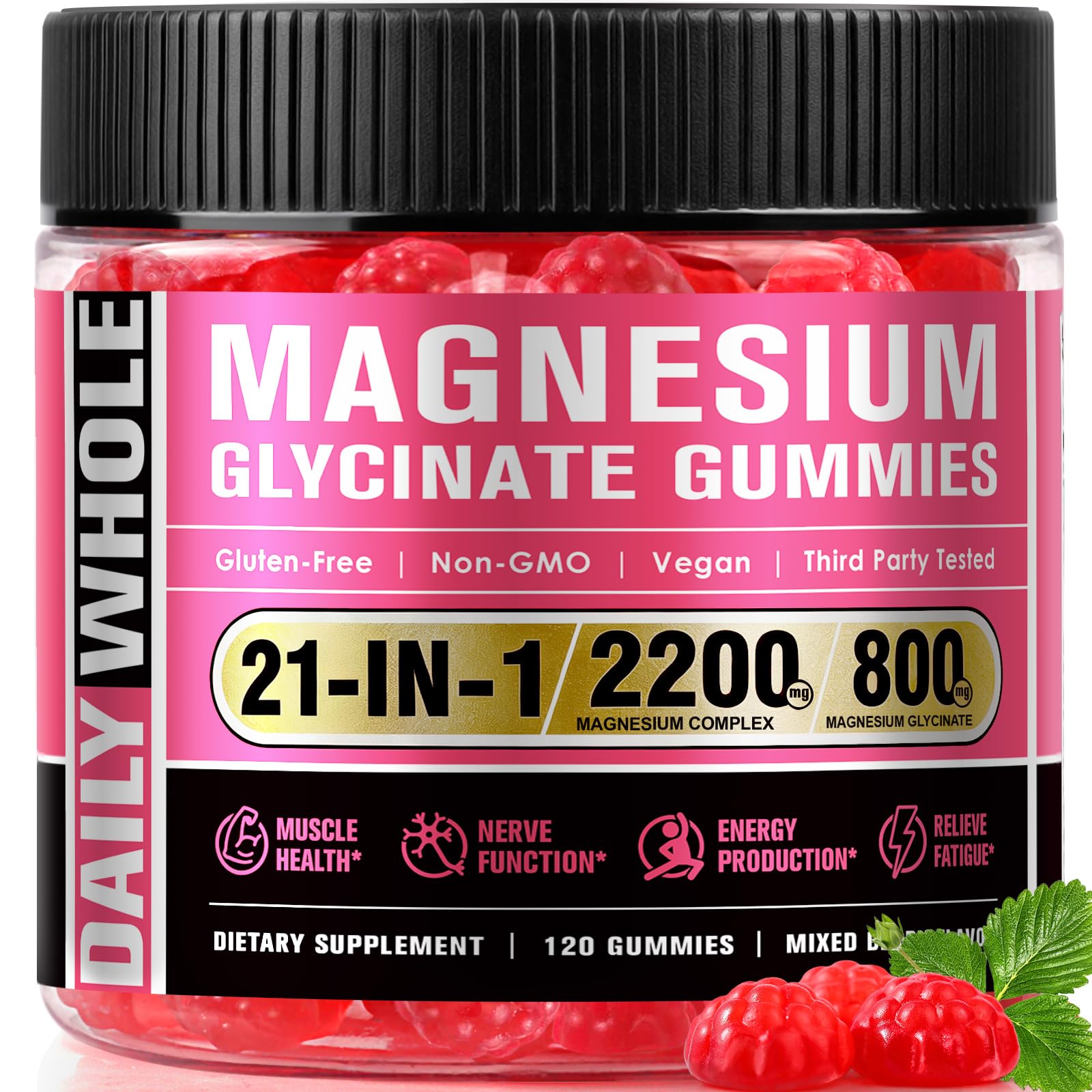 DailyWhole Magnesium Glycinate Gummies 21 in 1, 120 Gummies