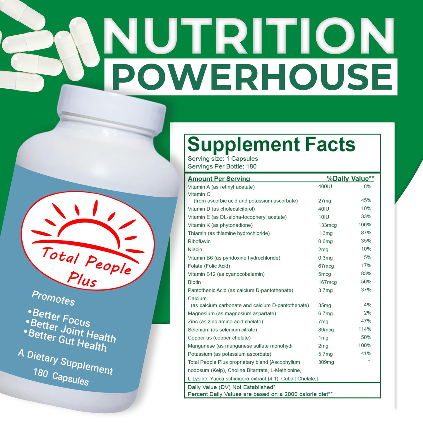 Total People Plus Multivitamin & Minerals for Adults, 180 Capsules