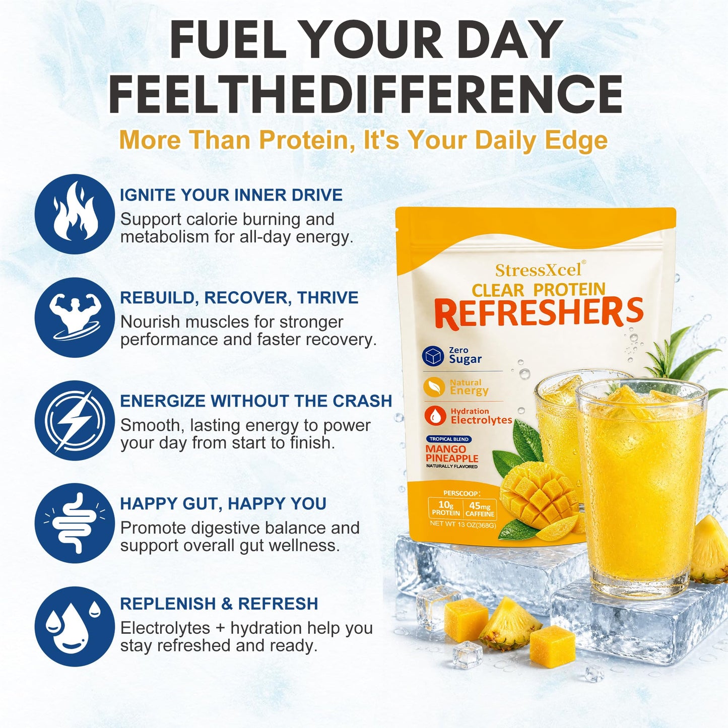 StressXcel Clear Protein Drink Refresher Powder 13