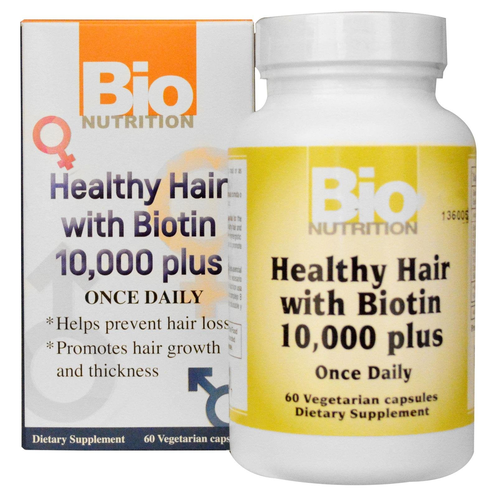 Bio Nutrition Healthy Hair with Biotin Capsules, 60 Count