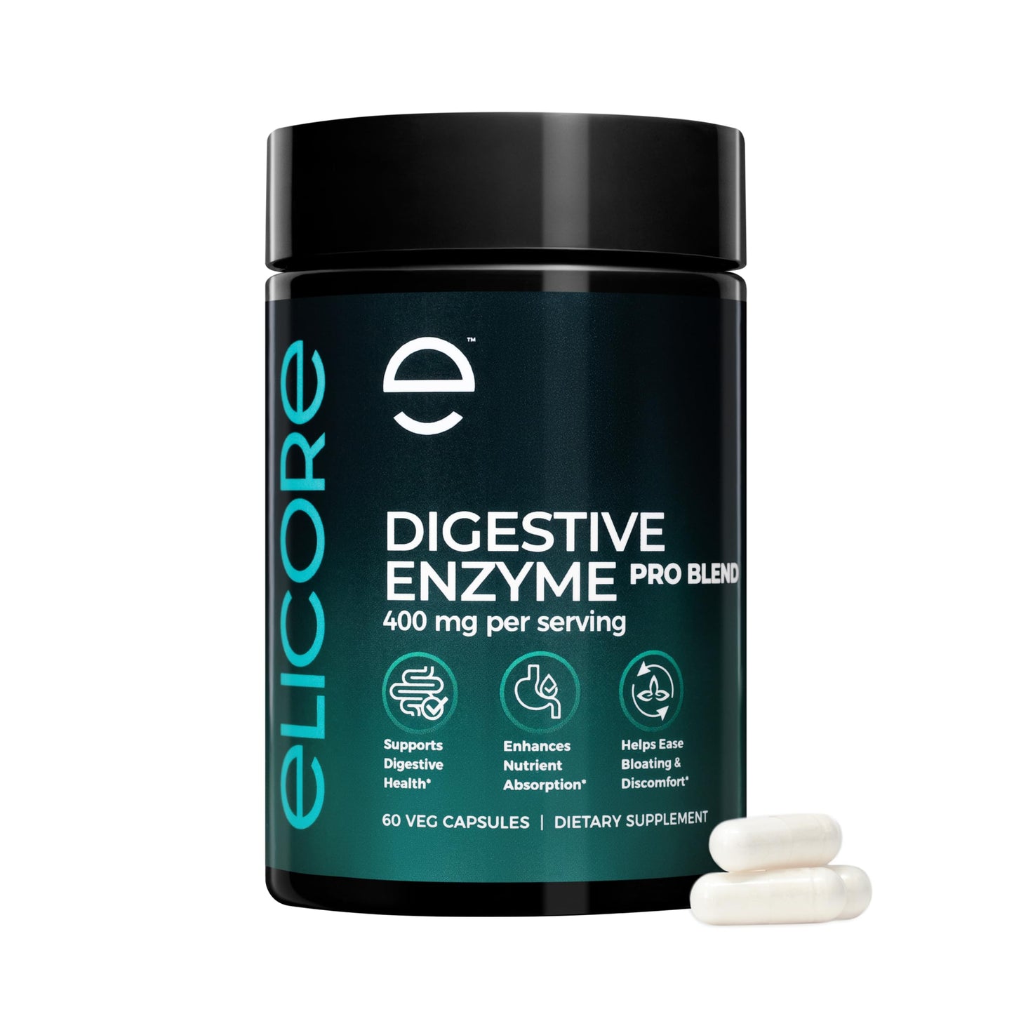 ELICORE Digestive Enzyme Pro Blend with Bromelain & Papaya Enzyme Capsule, 60 Count