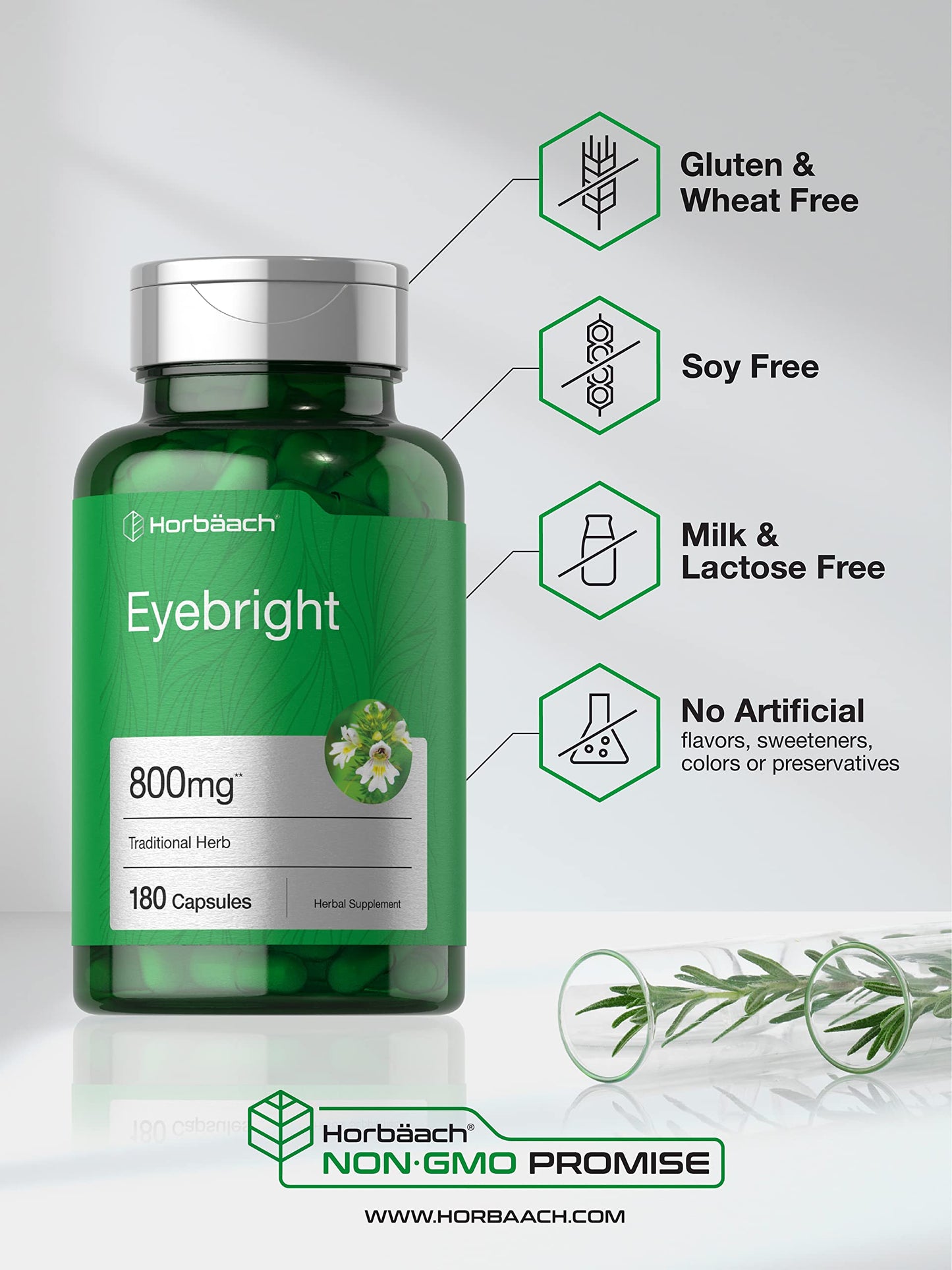 Horbäach Eyebright Herbal Supplement Capsules 180