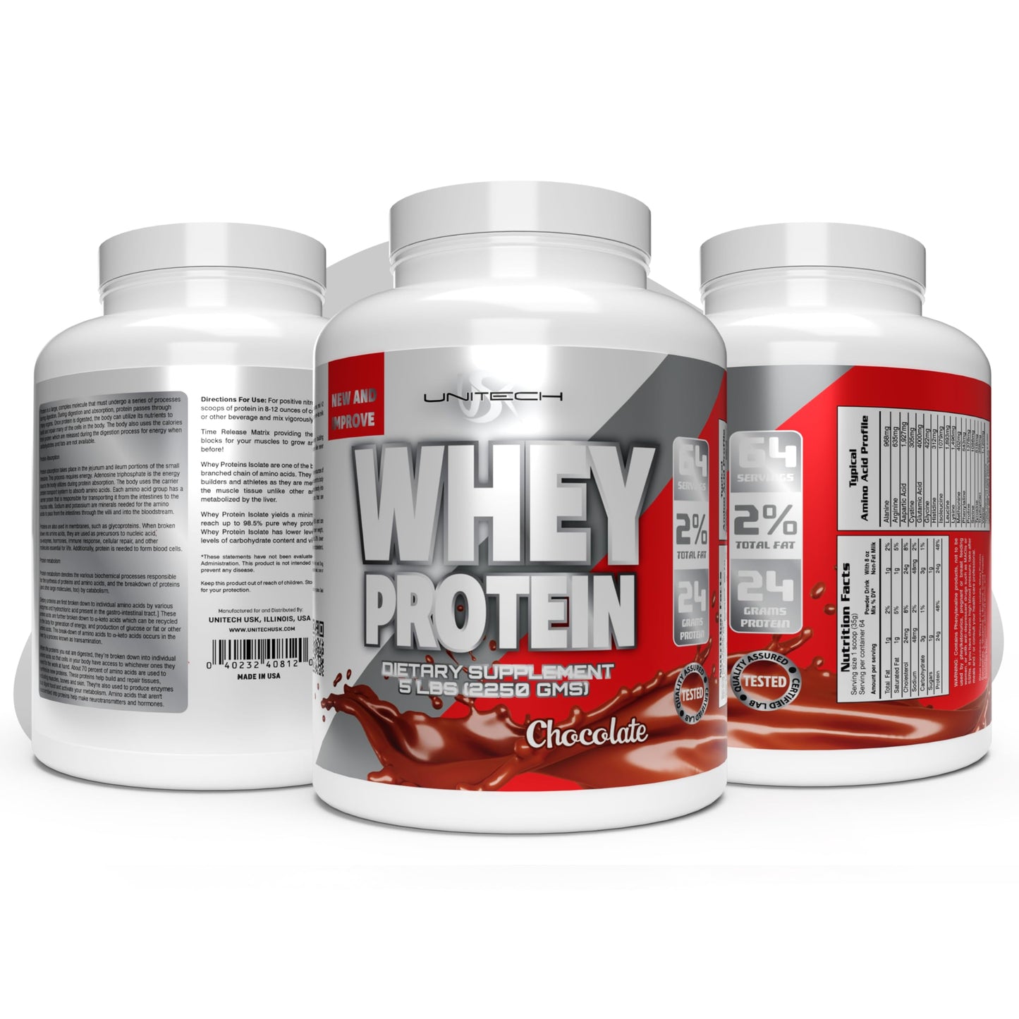 Unitech USK Whey Protein Powder, Chocolate Flavor, 80 oz
