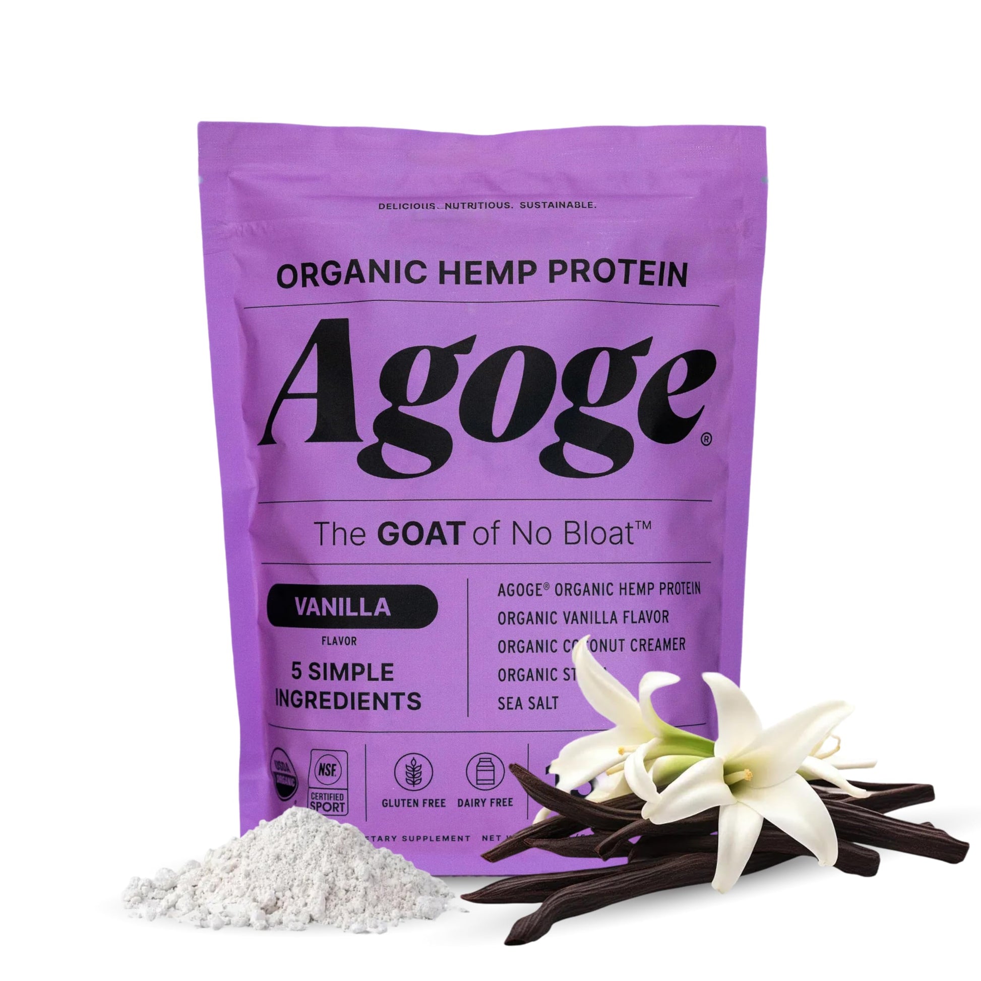 Agoge USDA Organic Hemp Protein Powder Vanilla Flavor 20 Servings