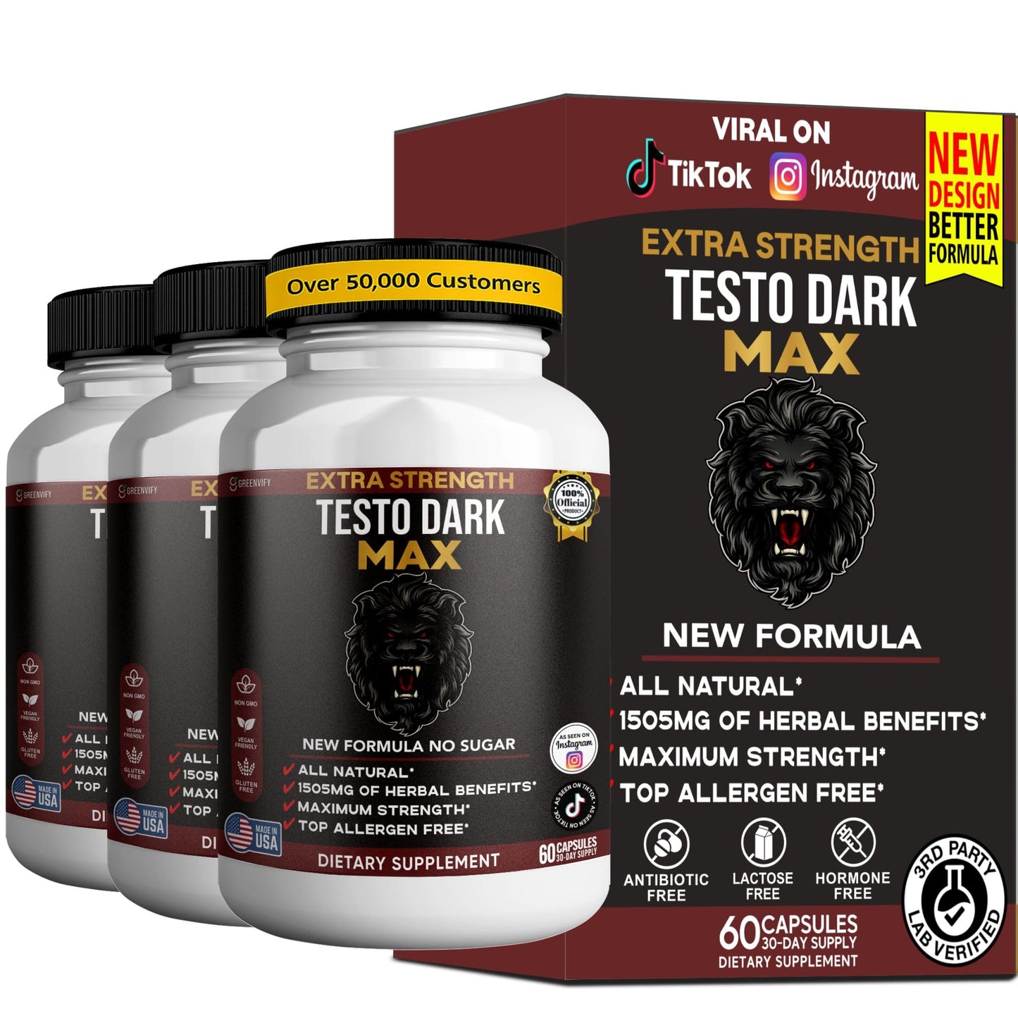 GREENVIFY Testo Dark Max Dietary Supplement Capsule, 60 Capsules