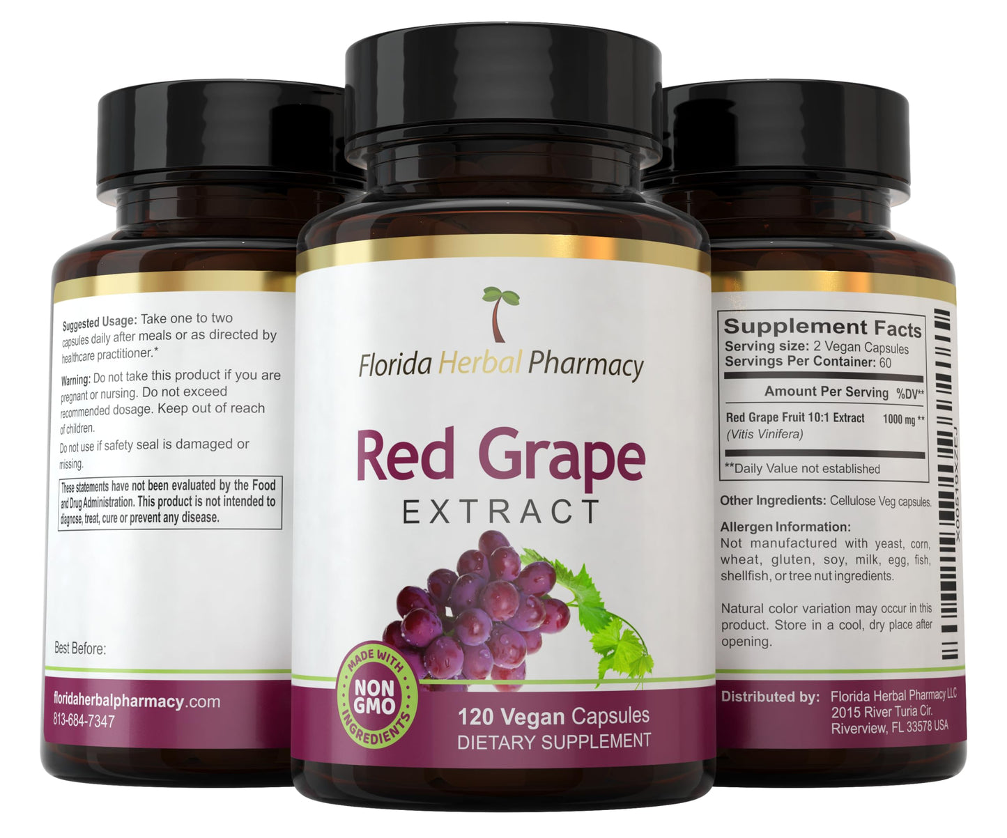 Florida Herbal Pharmacy Red Grape Extract Capsule 120 Count