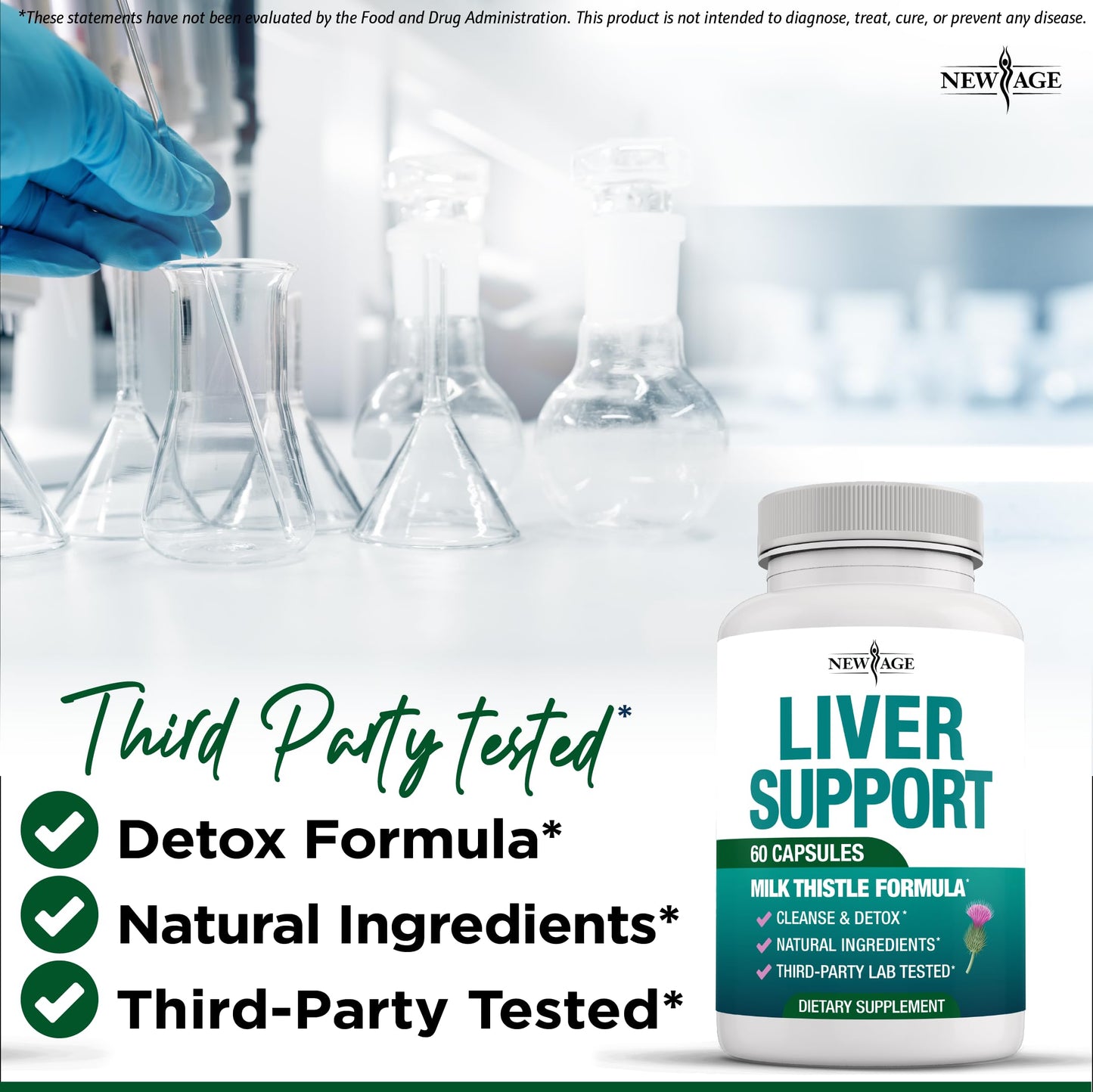 NEW AGE Liver Cleanse Detox & Repair Milk Thistle Supplement Capsule 60 Count