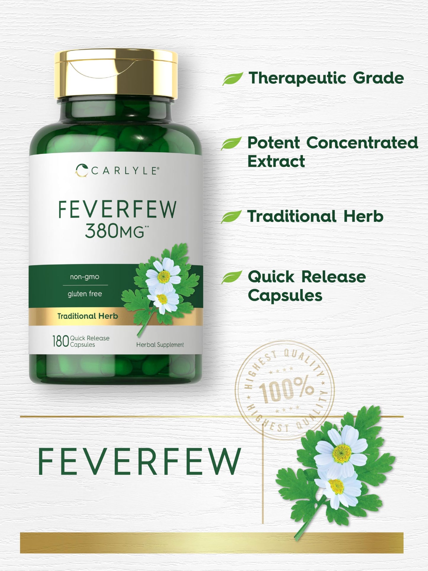 Carlyle Feverfew Capsules 180 Count