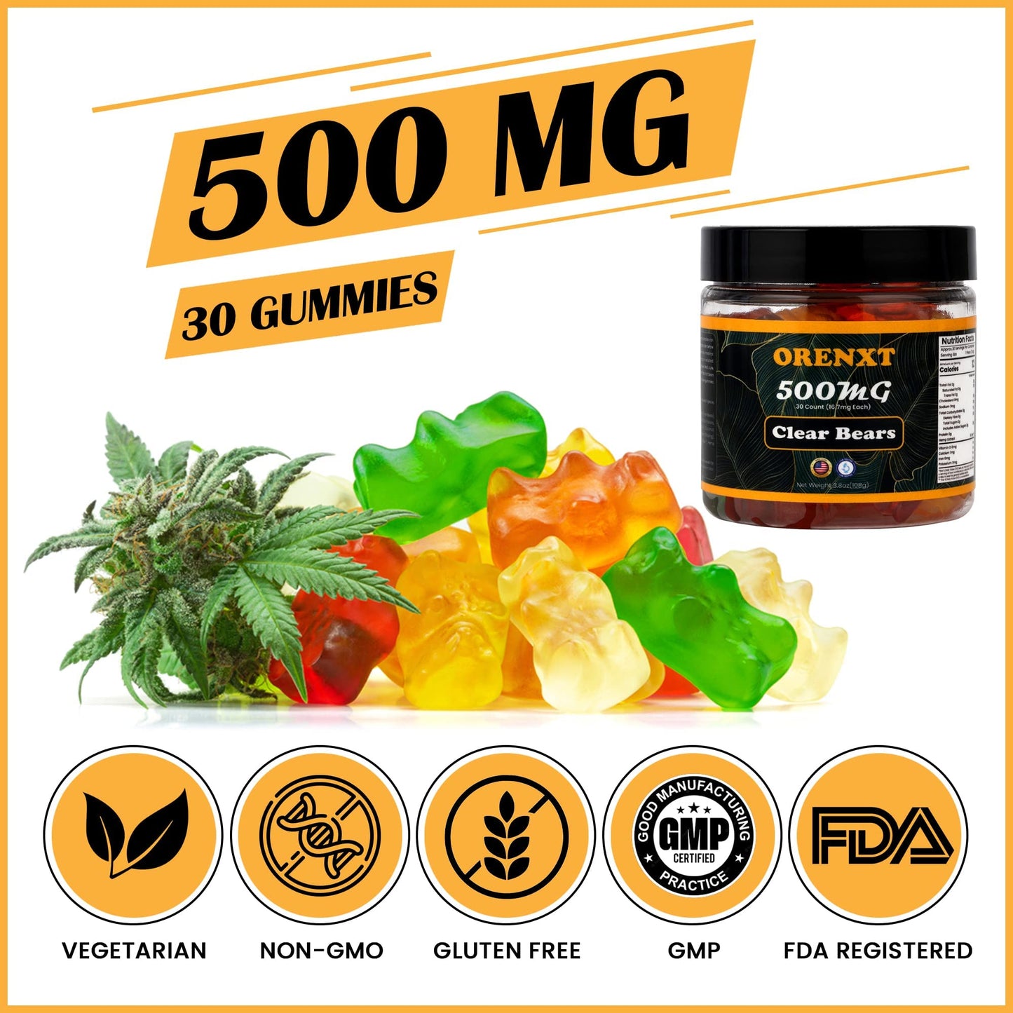 Generic Organic Bear Hemp Gummies for Sleep Gummy, 30 Count