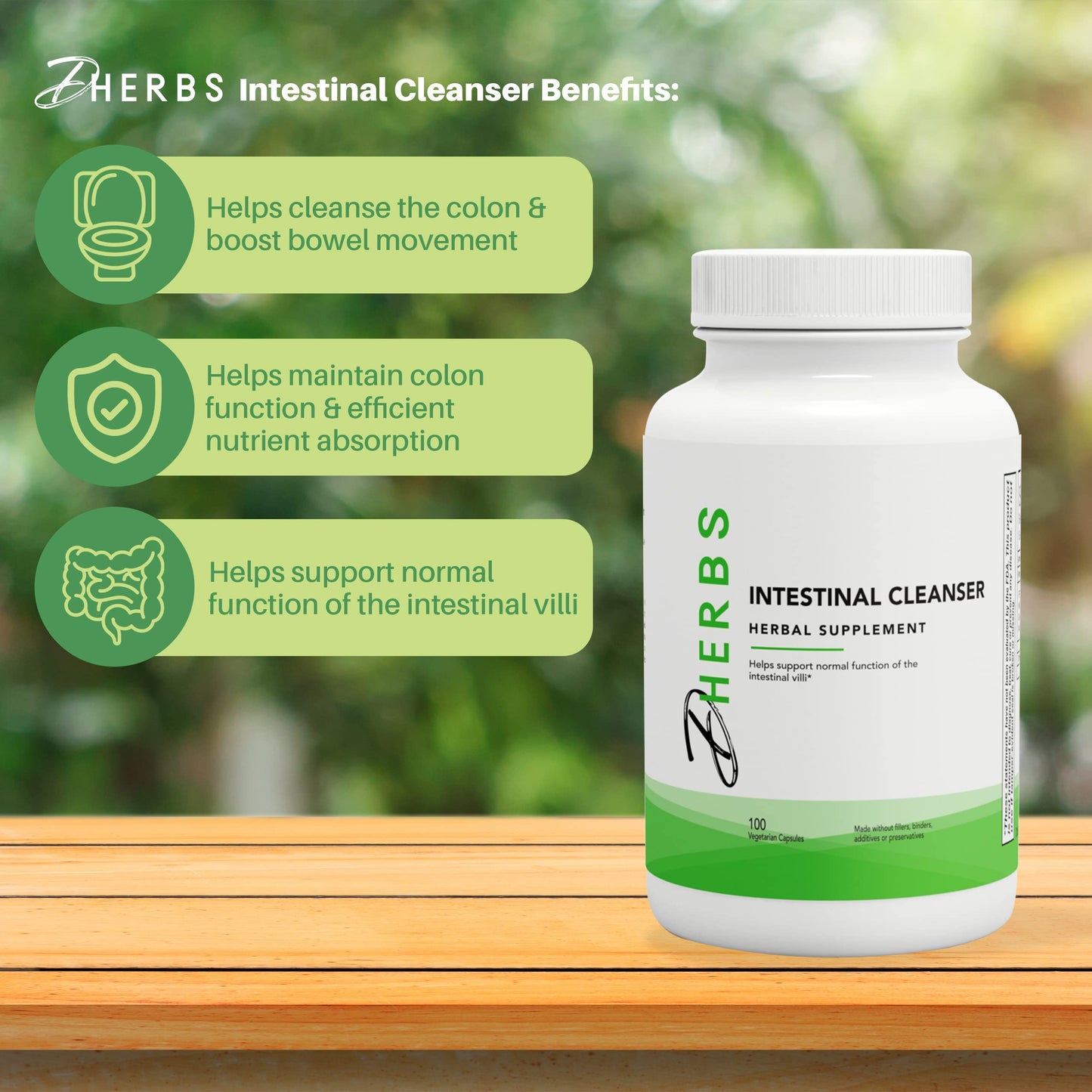 Dherbs Intestinal Cleanser Digestion Supplement 100 Capsules
