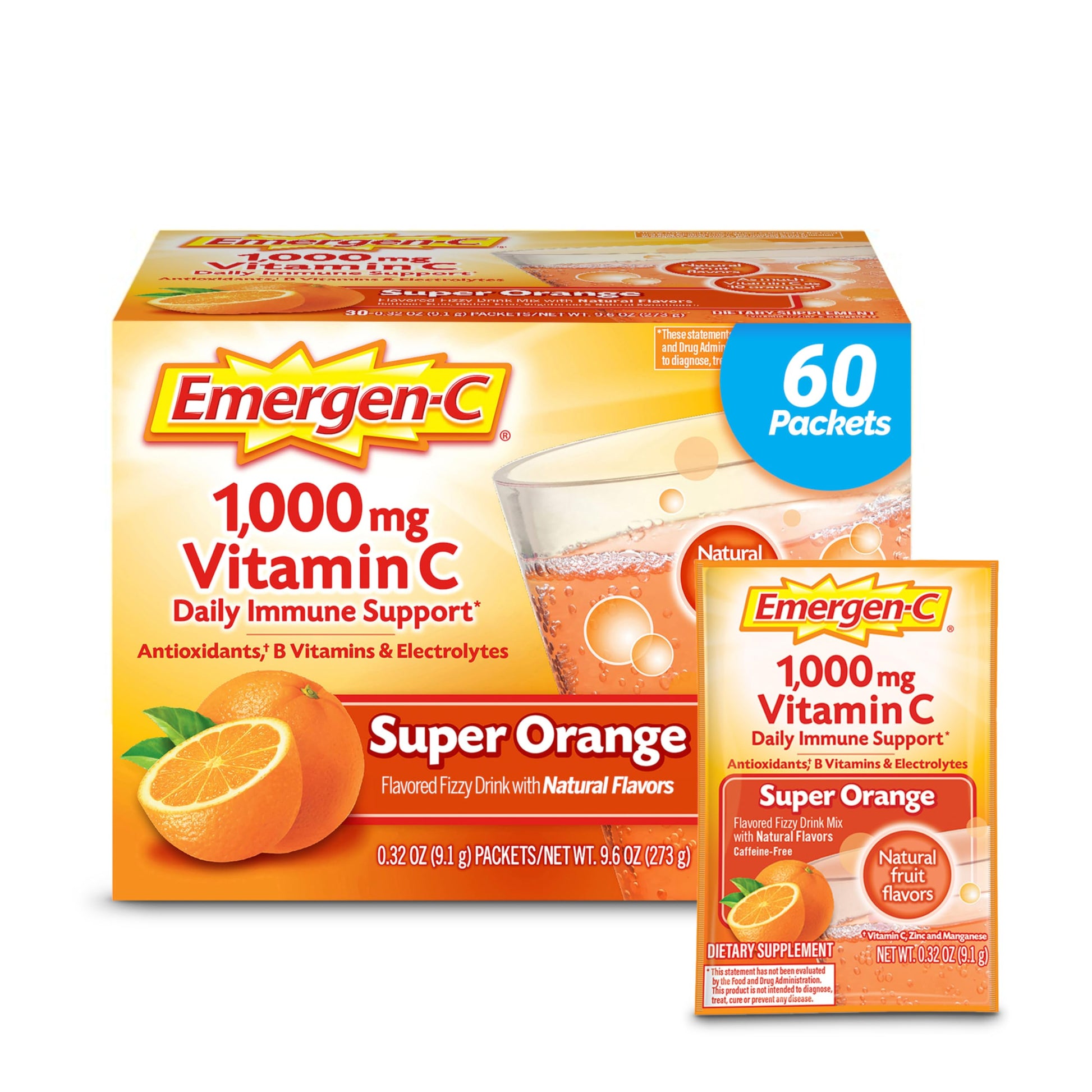 Emergen-C Vitamin C Powder 1000mg, 60 Count