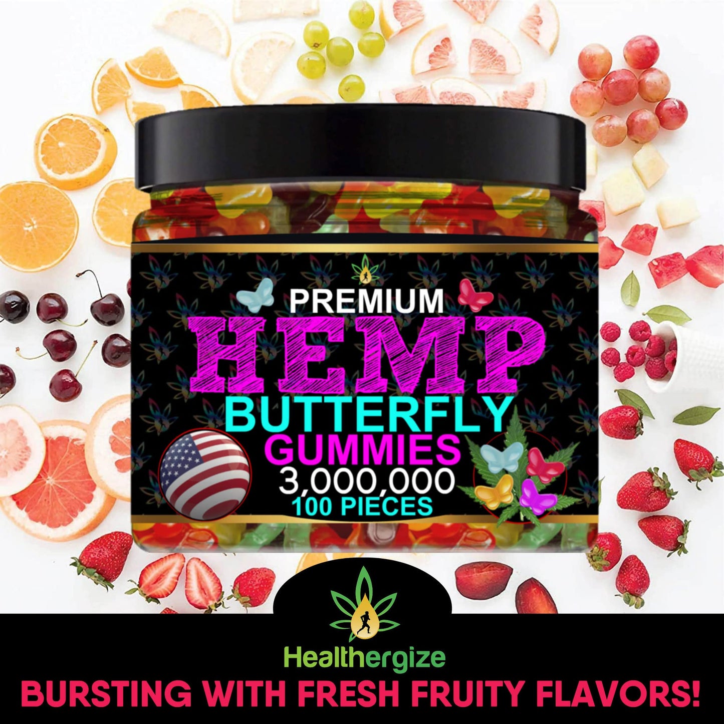 Healthergize Hemp Gummies for Sleep Natural Hempseed Oil Gummy, 100 Count
