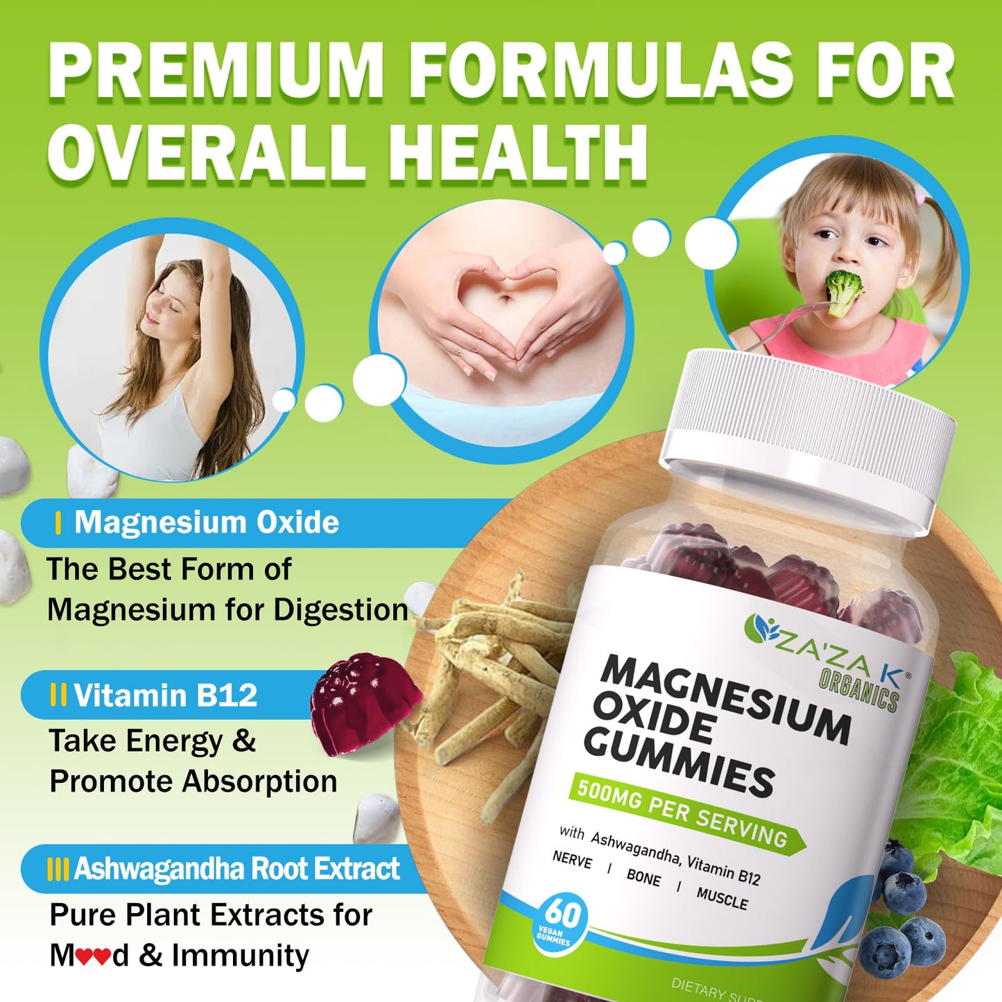 ZA'ZA K ORGANICS Magnesium Oxide Gummies 60 Gummies