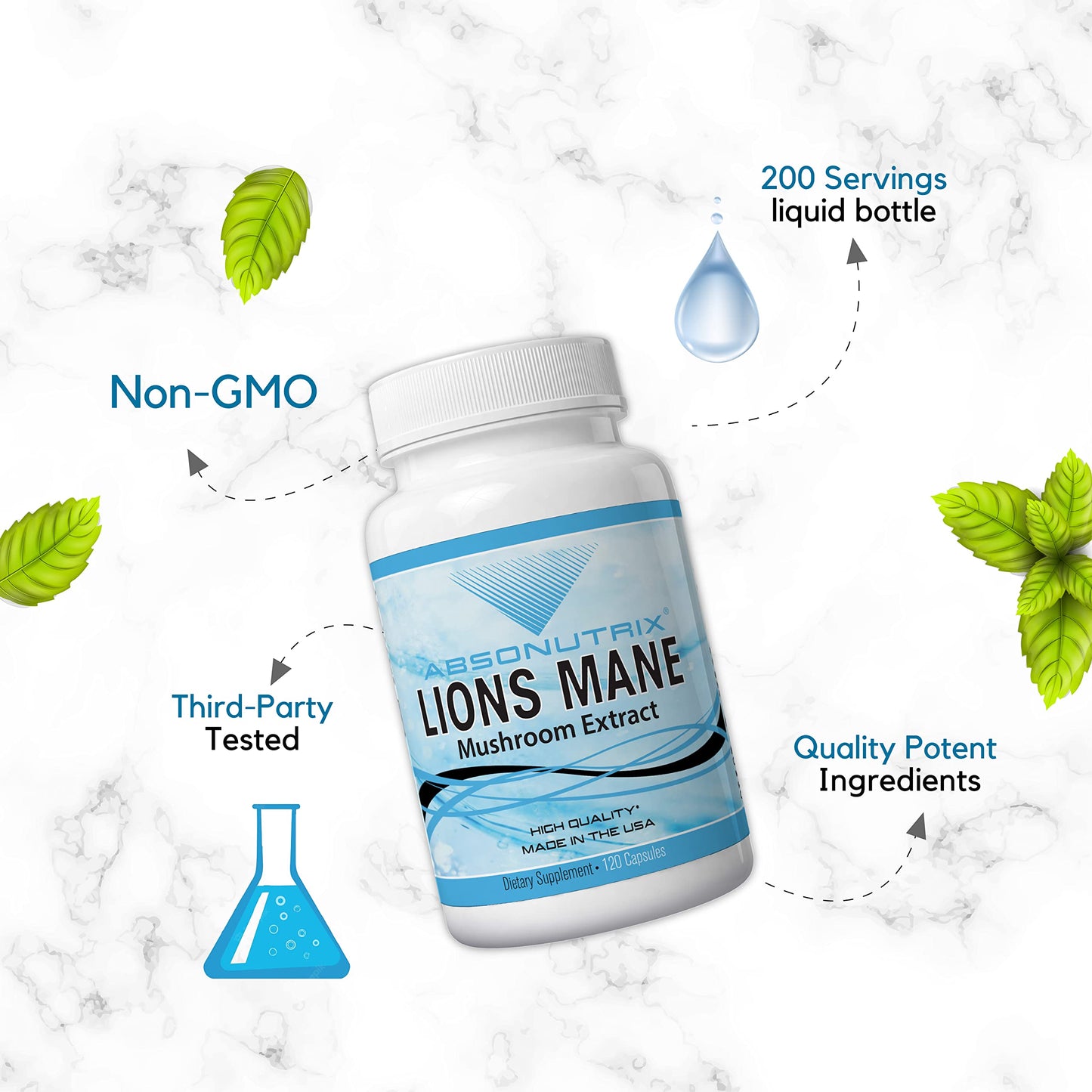 Absonutrix Lion's Mane Mushroom Extract Capsules 120