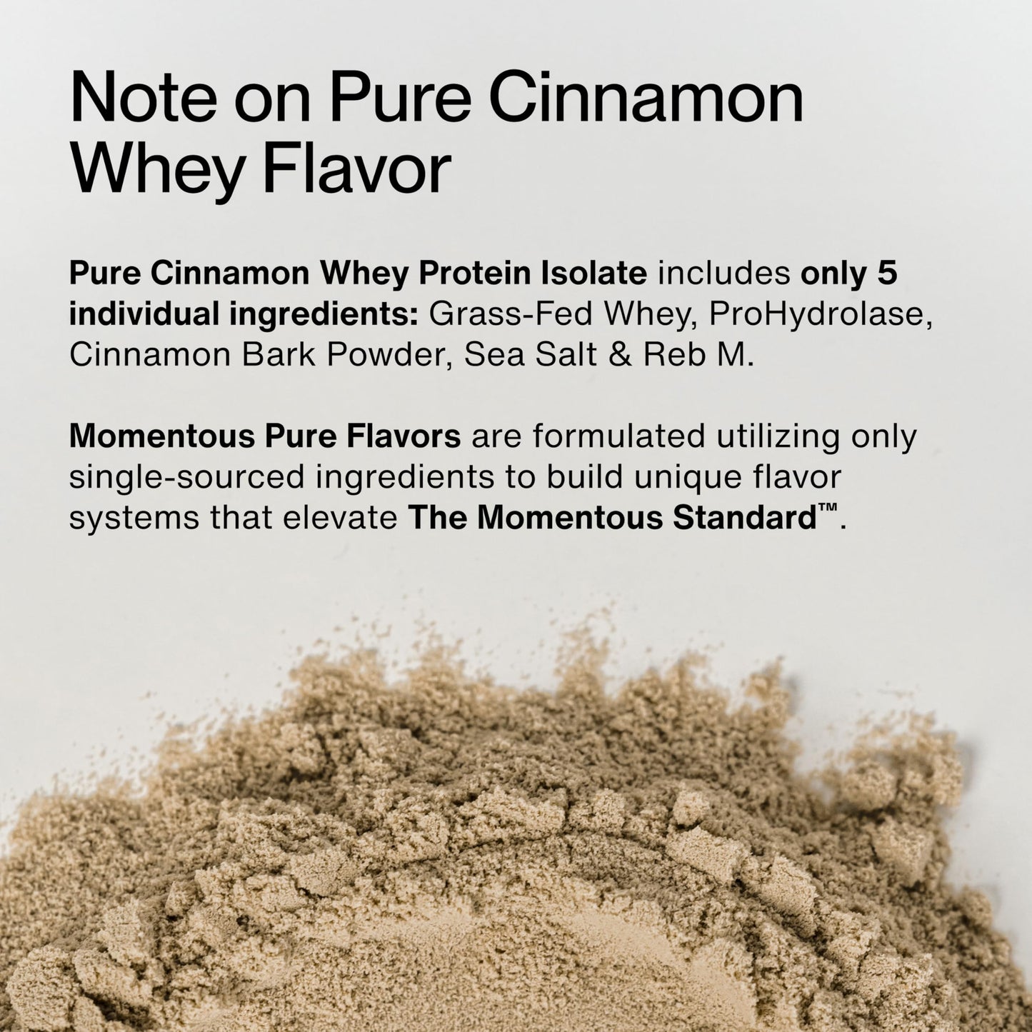 Momentous Grass-Fed Whey Protein Isolate Powder, Pure Cinnamon, 12 Servings