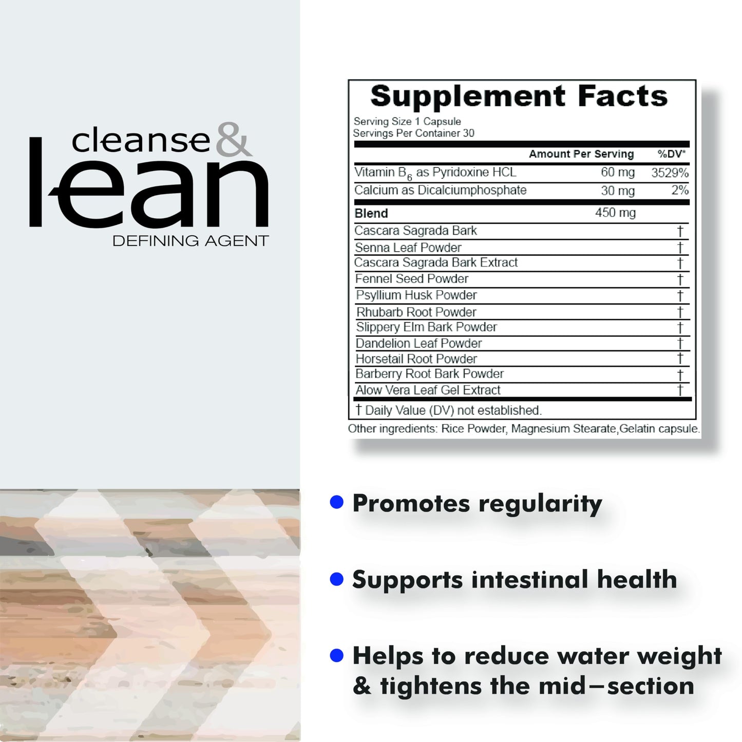 Max Muscle Naturaliga Cleanse and Lean Defining Agent Herbal Cleanse for Regularity with Natural Detoxifying Ingredients for Gut Health, Colon Detox and Bloating, 30 Capsules