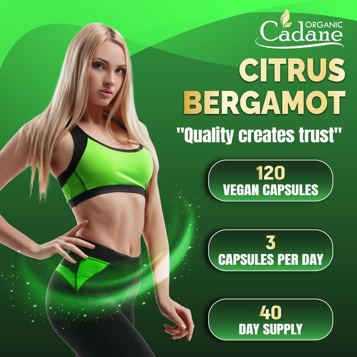 Organic Cadane Citrus Bergamot Supplement 120 Capsules
