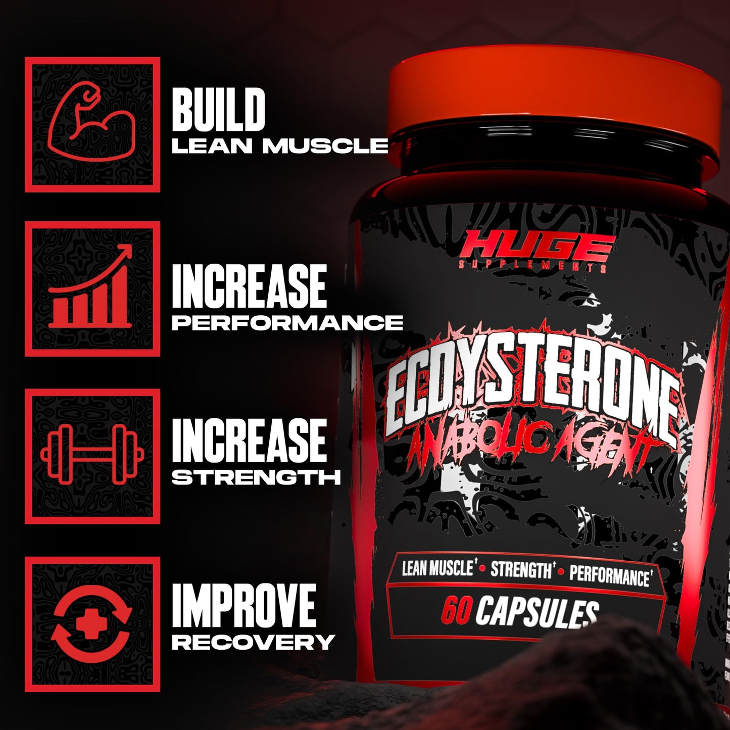 Huge Supplements Ecdysterone Supplement 1000mg Per Serving Capsules, 60 Count