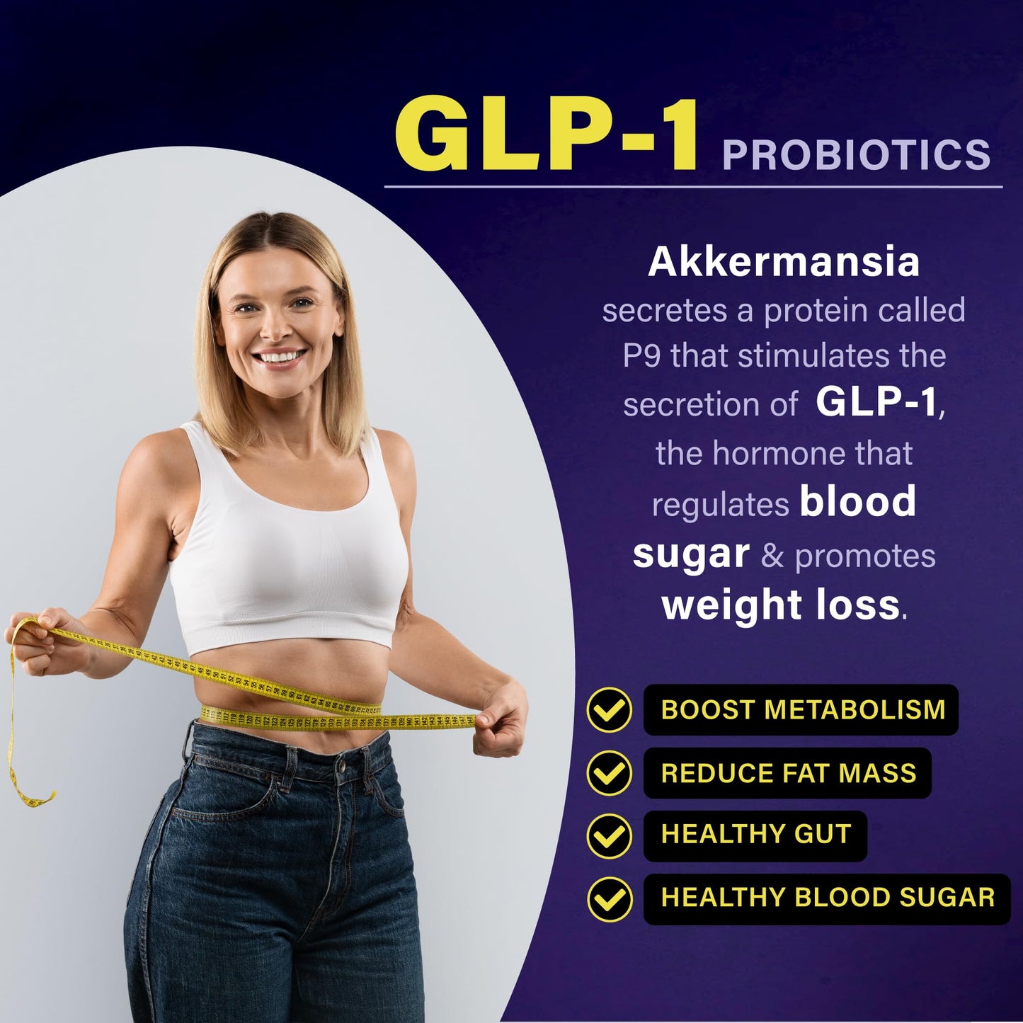 FOLONA Akkermansia GLP-1 Probiotic with Berberine, 60 Capsules