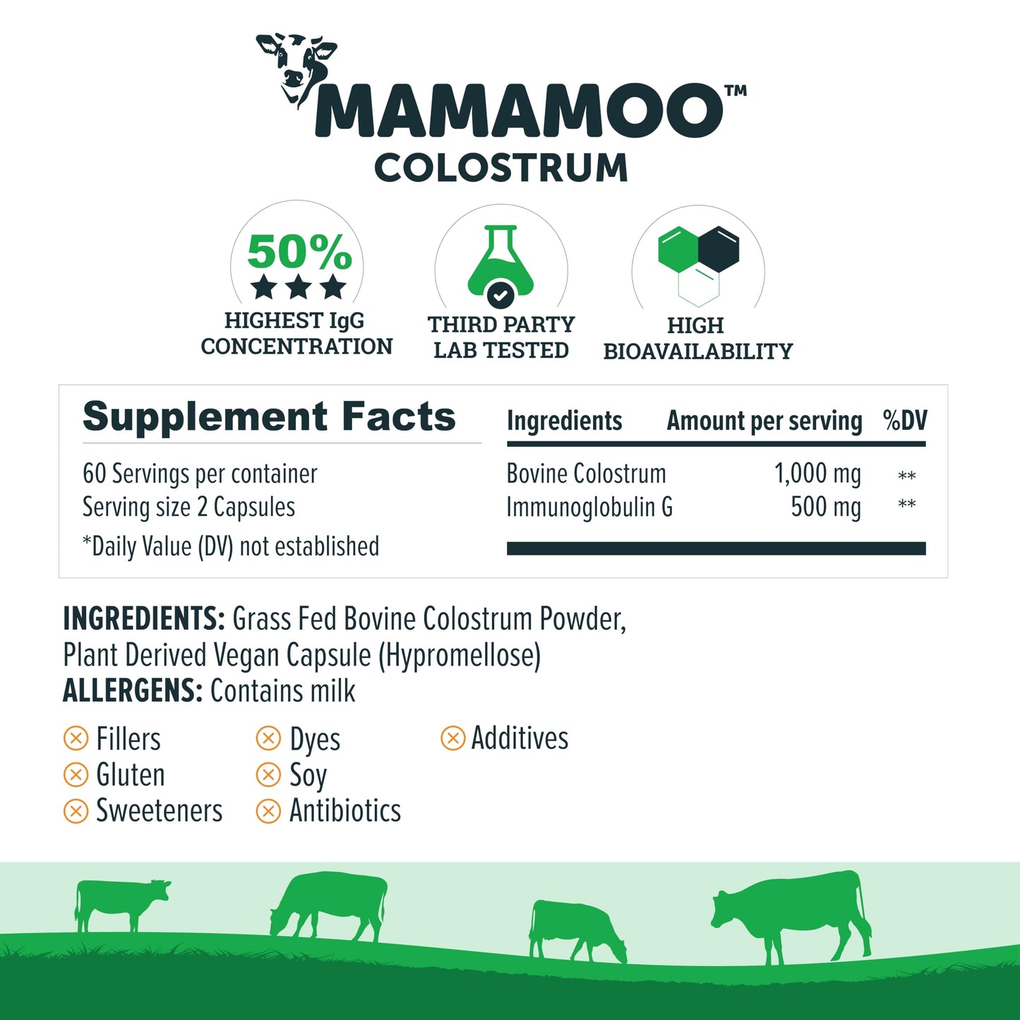 Incas by Asiya Life MamaMoo Colostrum Powder, Pack of 120