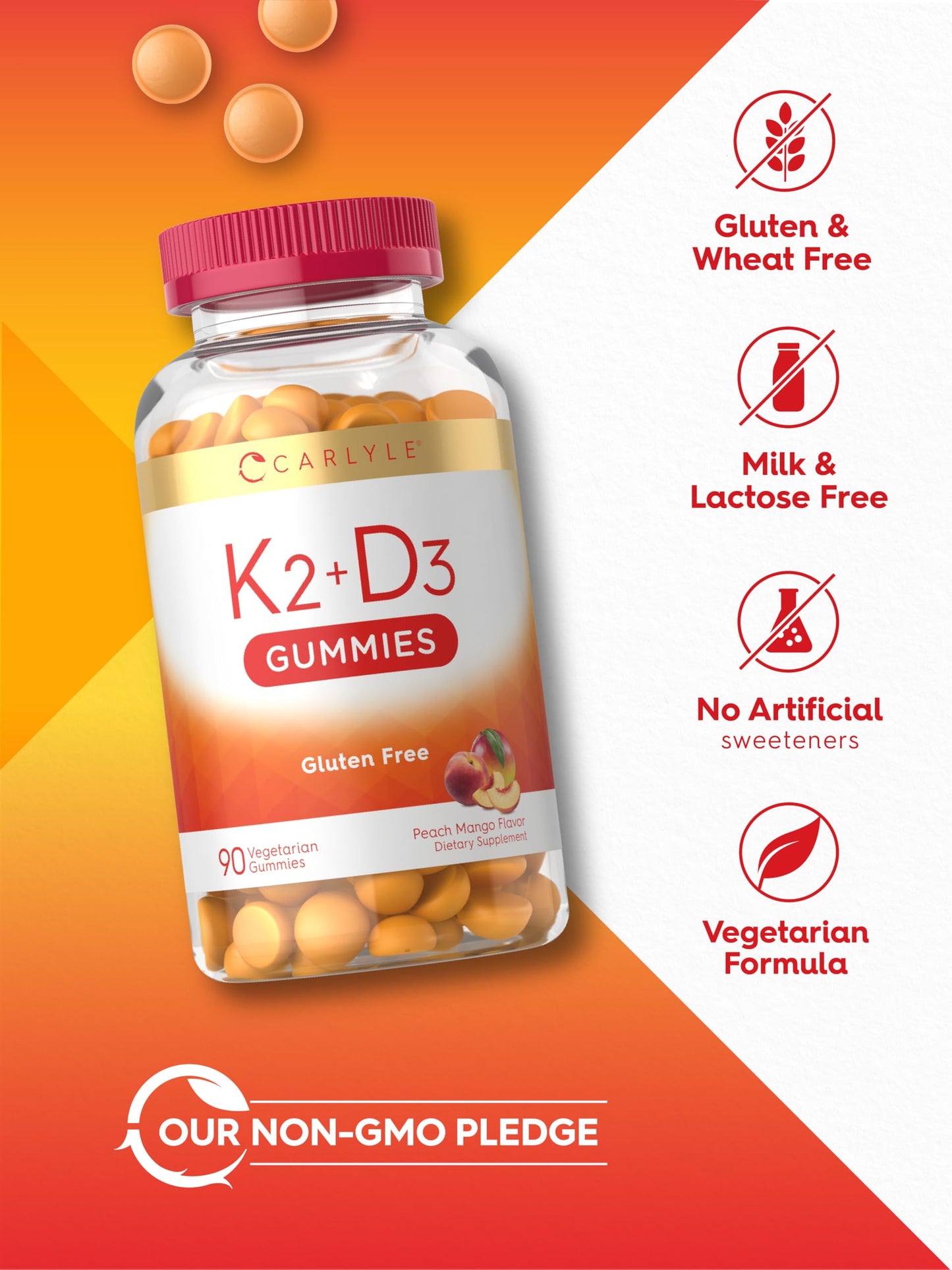 Carlyle Vitamin D3 K2 Gummies 90 Count