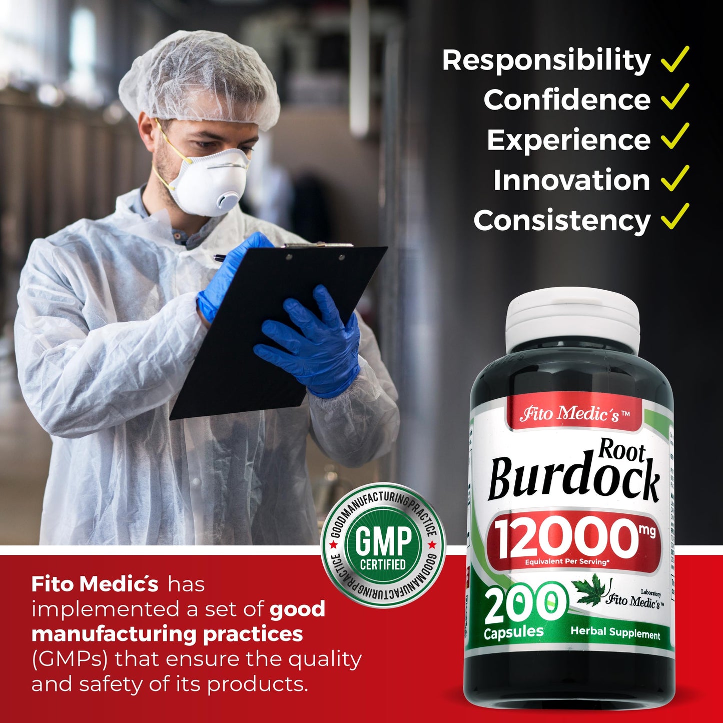 FITO MEDIC'S Burdock Root Organic Capsules, 200 Count