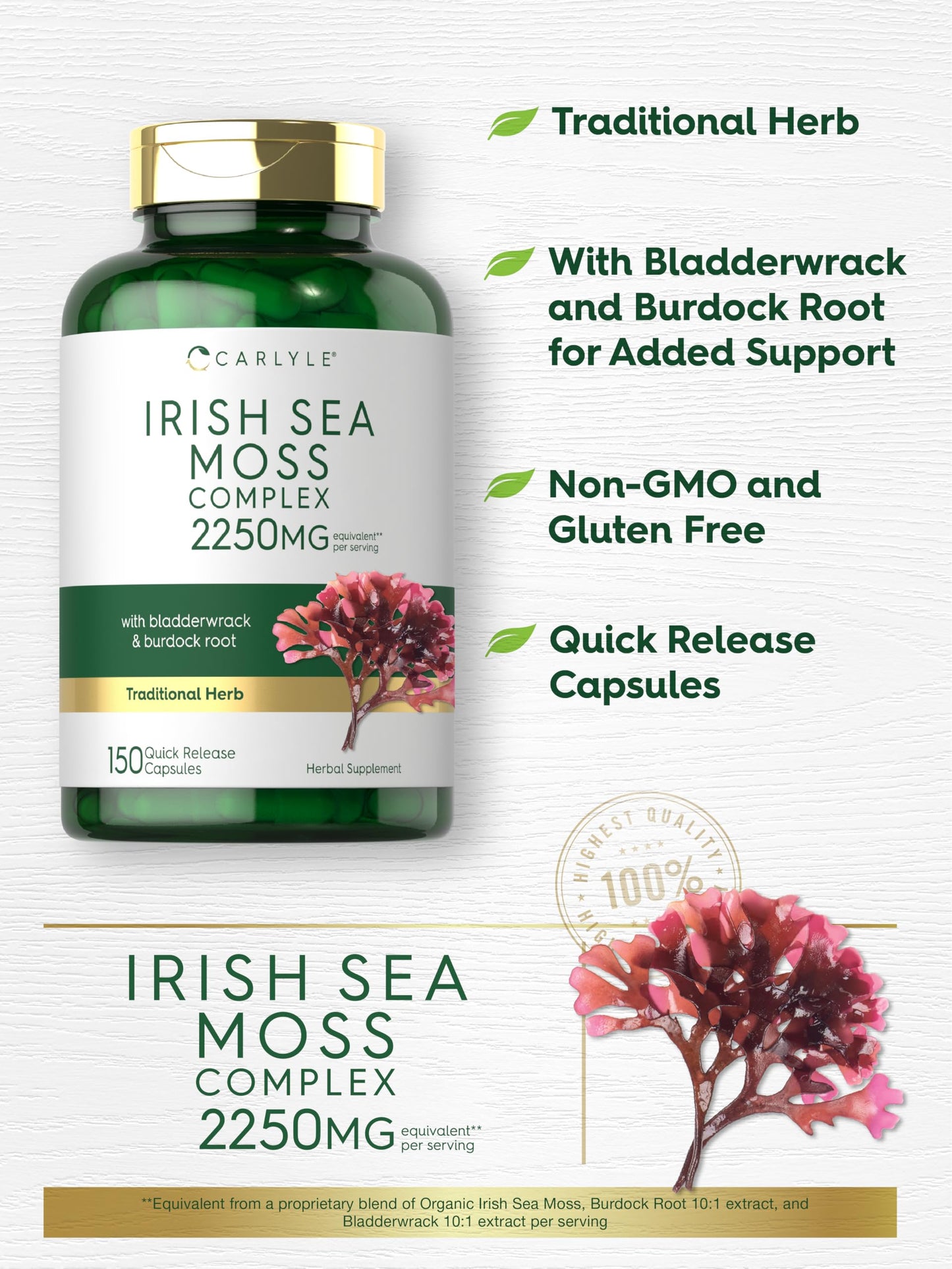 Carlyle Irish Sea Moss Capsules 150 Count