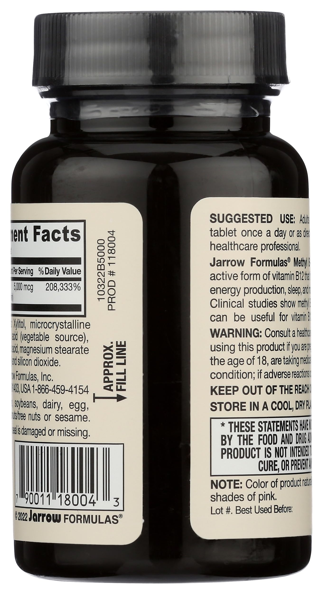 Jarrow Formulas Vitamin Methyl B12 Lozenges/Chewables 60 Count