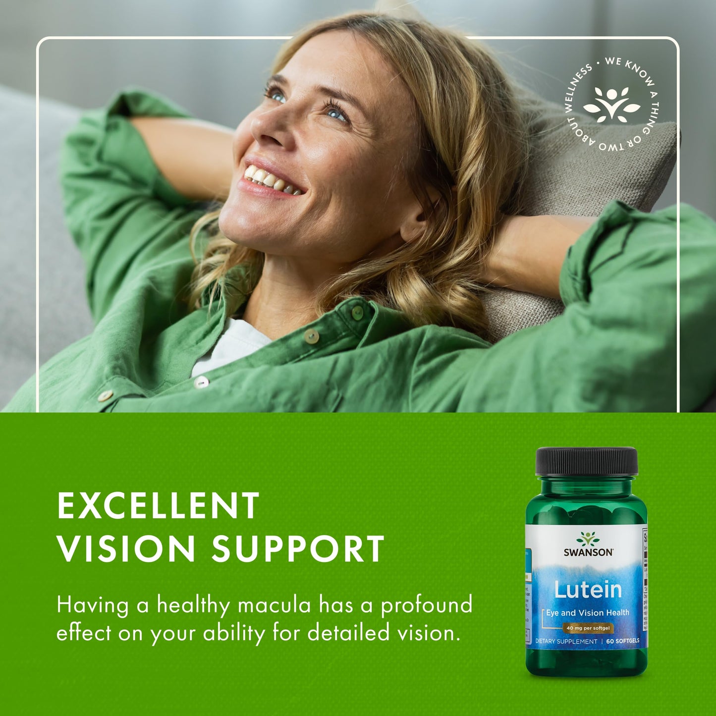 Swanson Lutein Eye Vision Retina Macula Health Supplement 40 mg Softgels 60 Count
